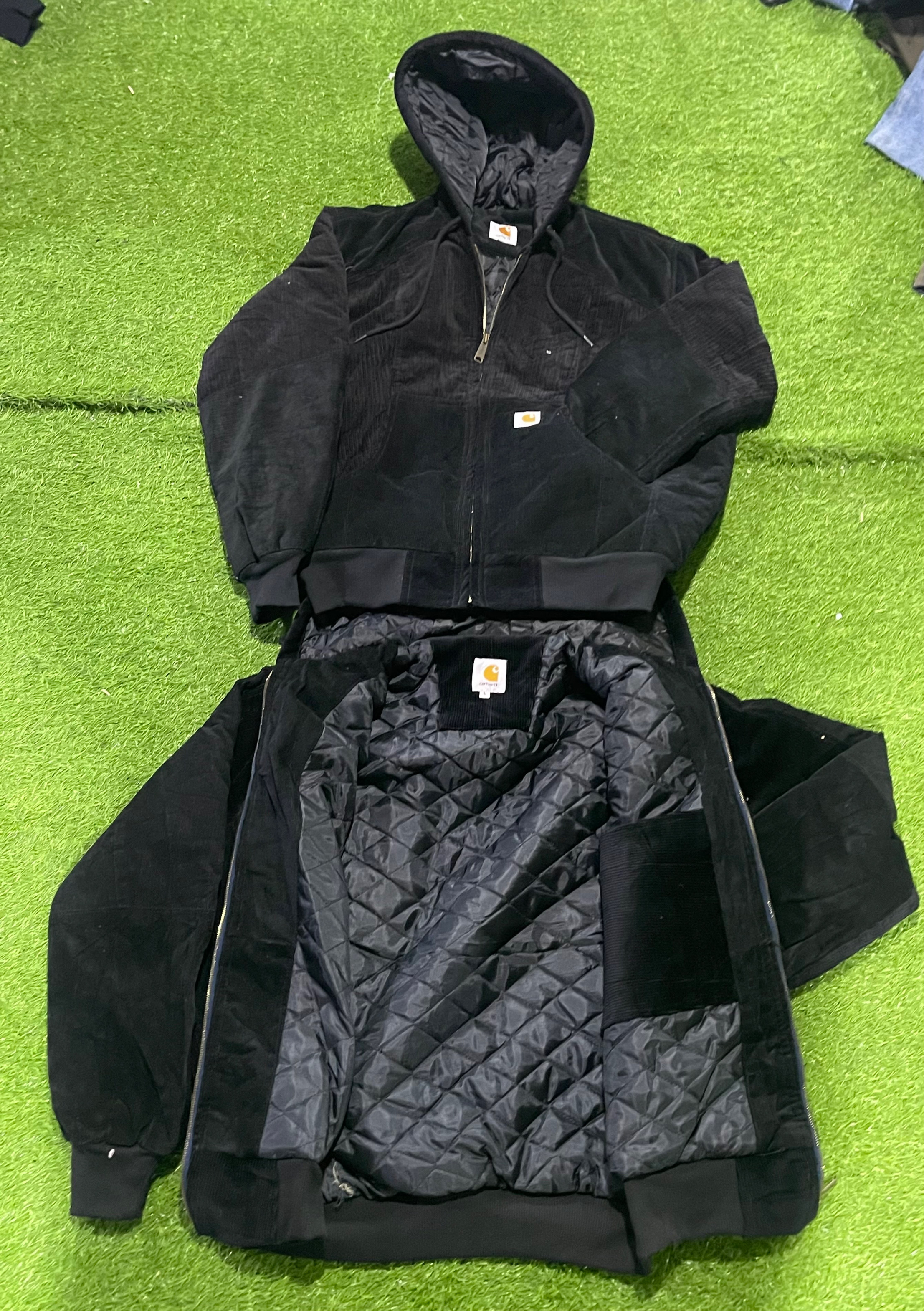 Veste à capuche en velours côtelé noir Carhartt rework style