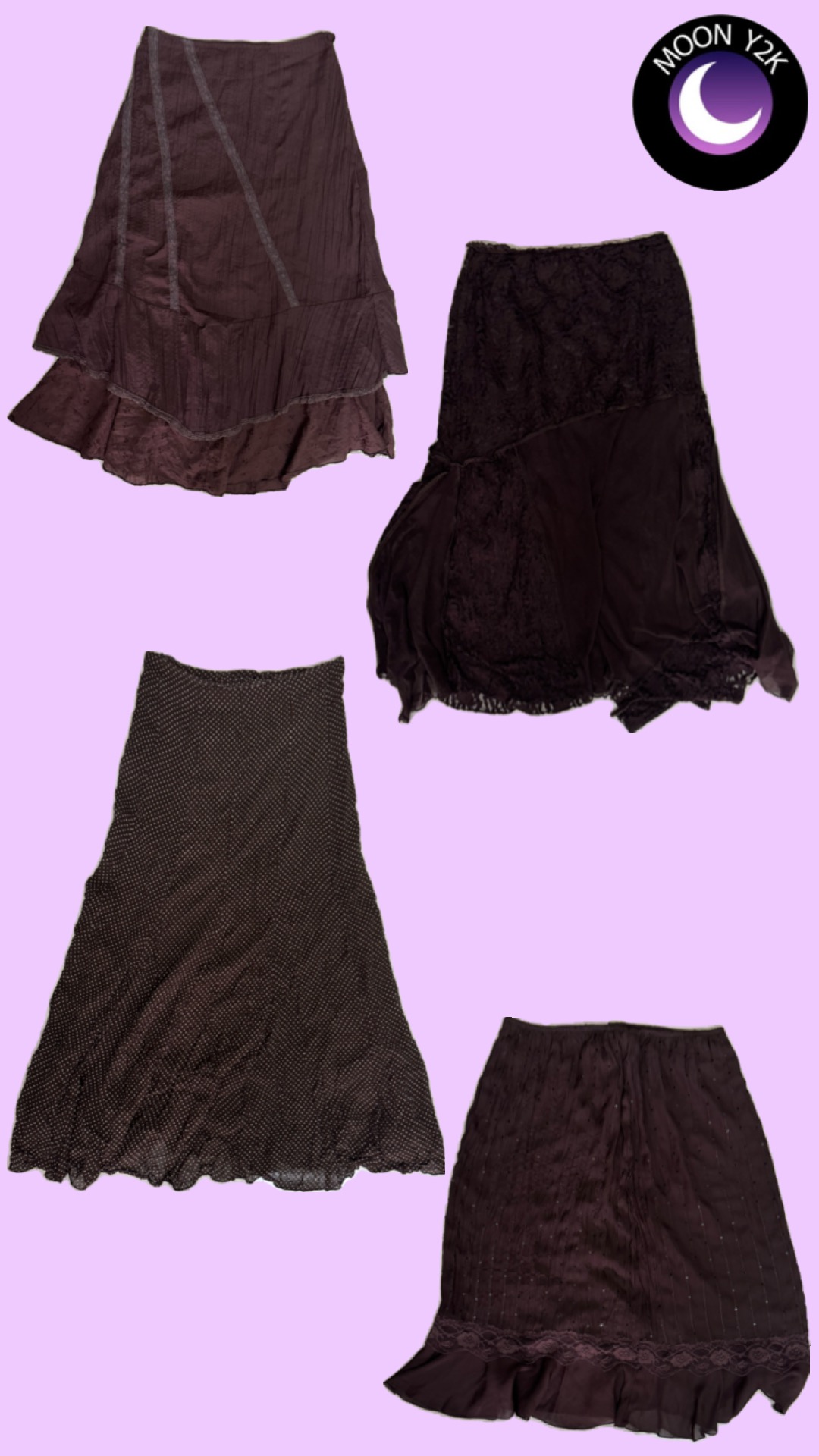 Jupes brunes Y2k Boho Chic (M-822)