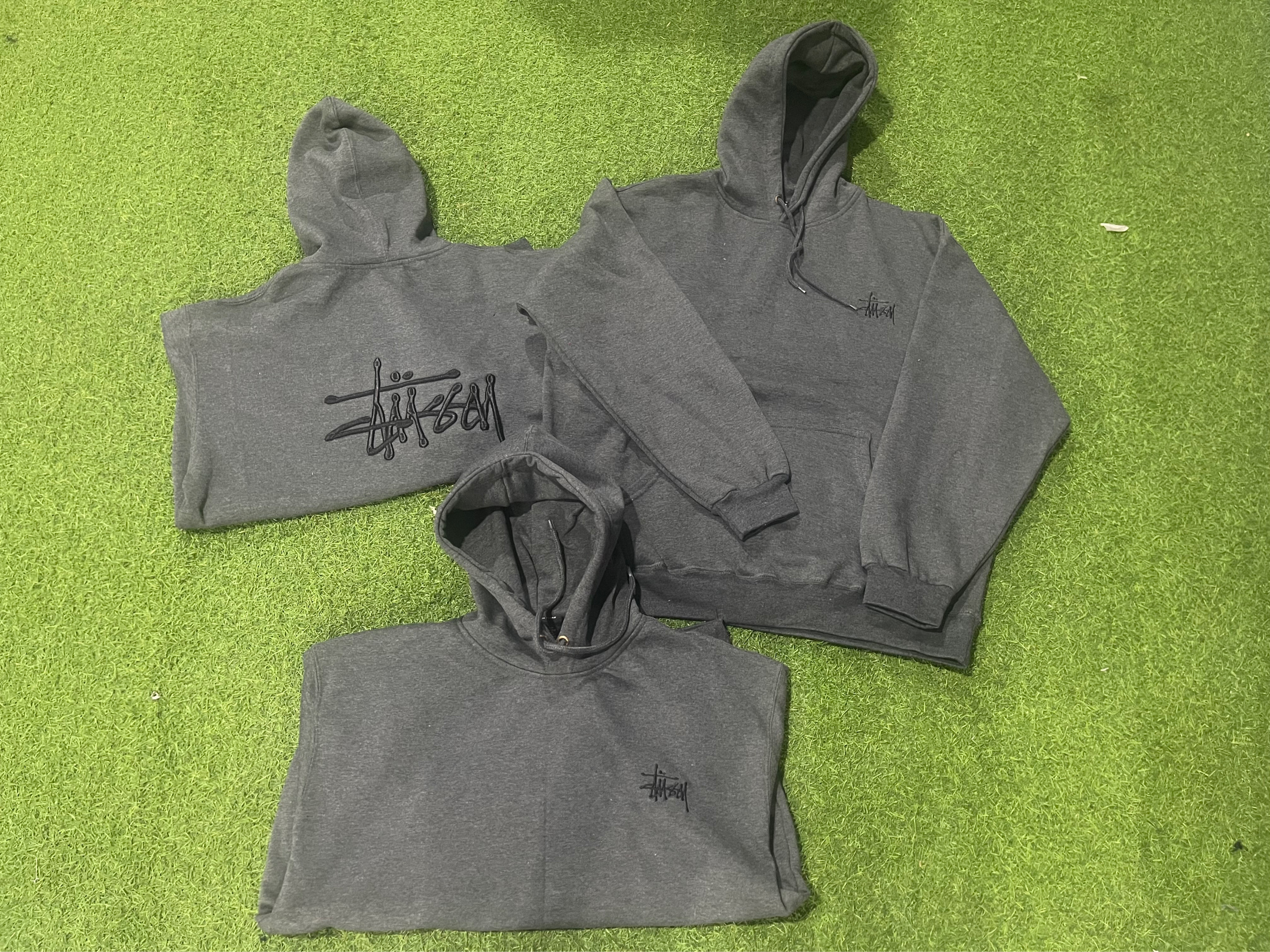 Stussy Überarbeitung Stil grauer Hoodie Sweatshirt