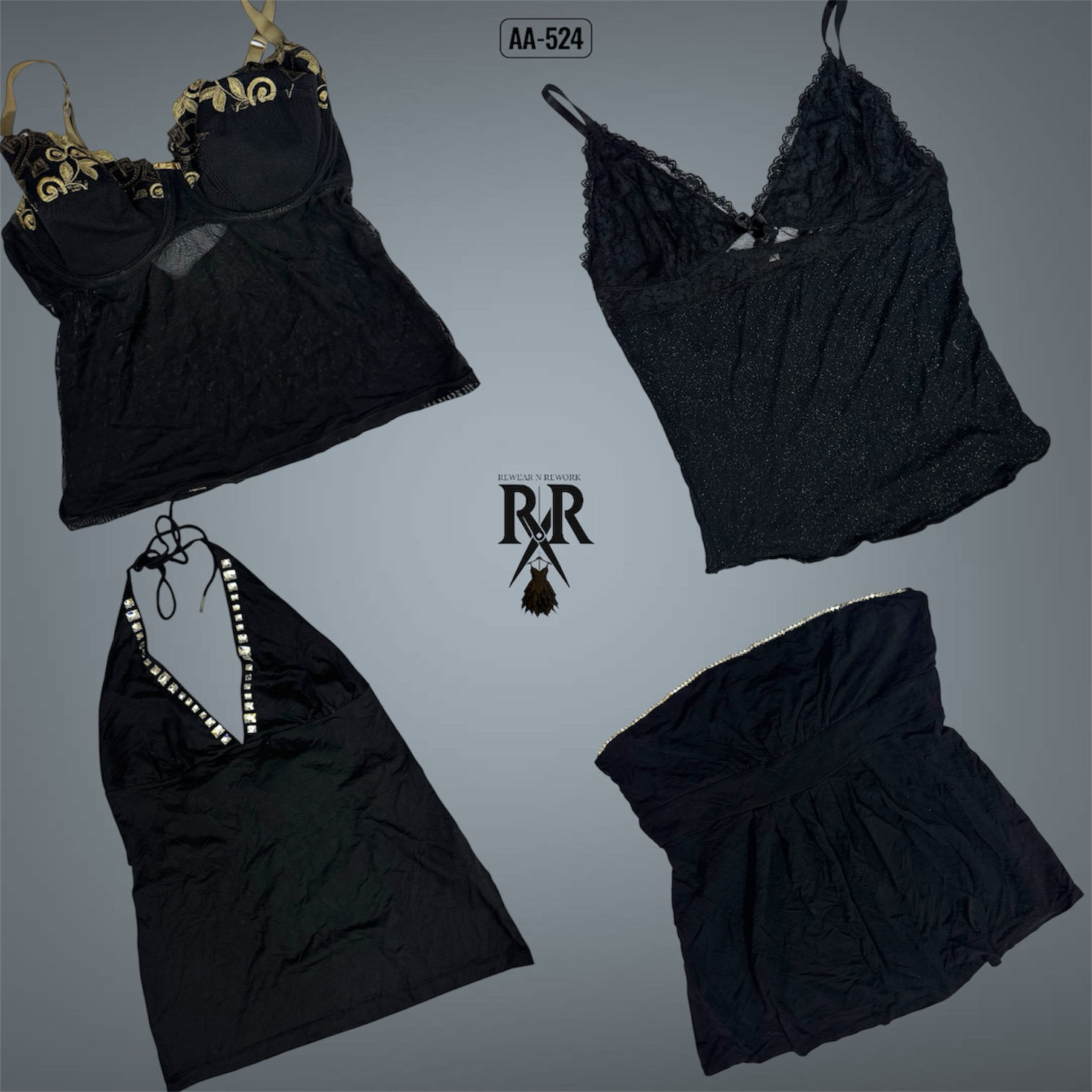 Y2K Black Gothic Cami Tops (AA-524)