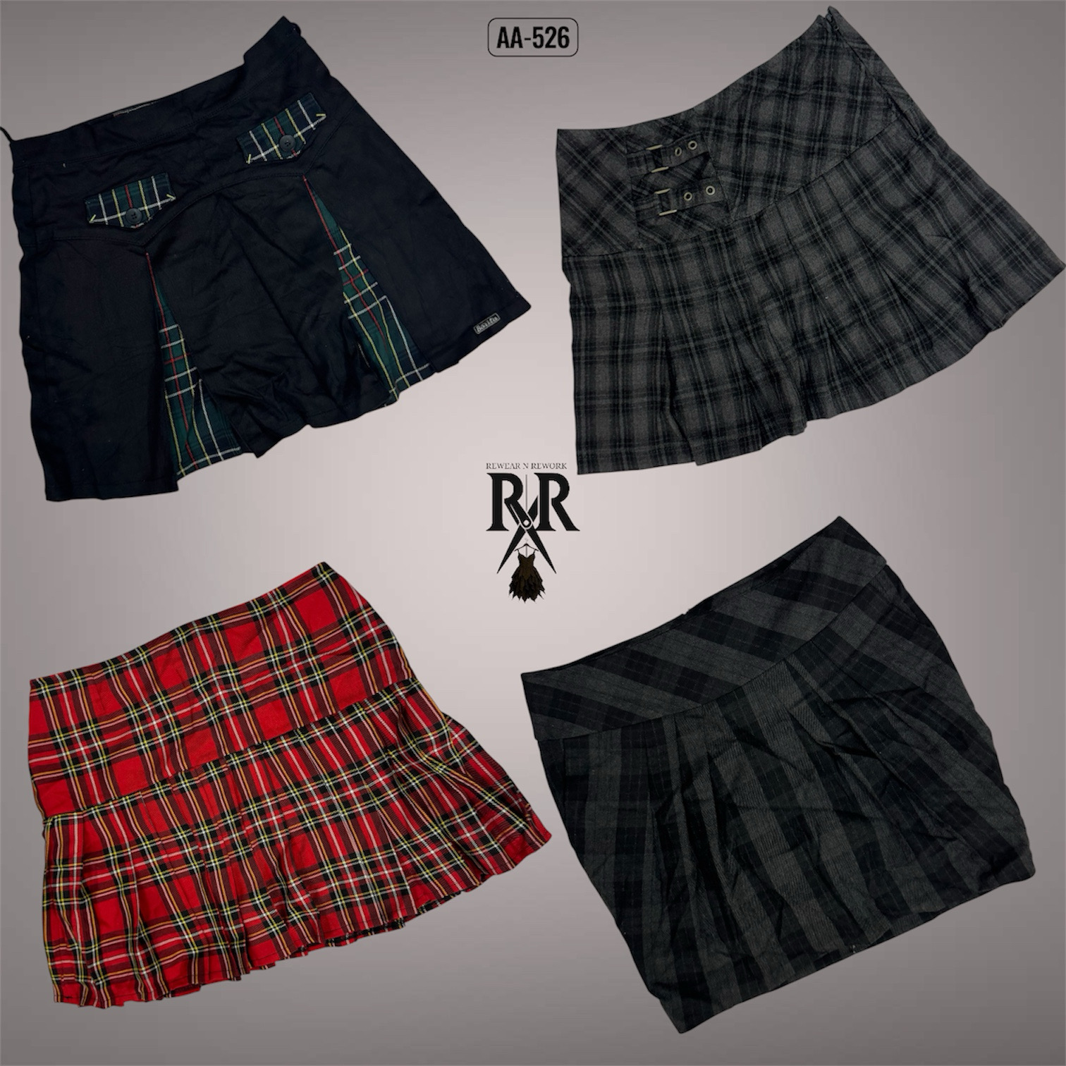 Y2K Gothic Girl Era Checkered Mini Skirts (AA-526)