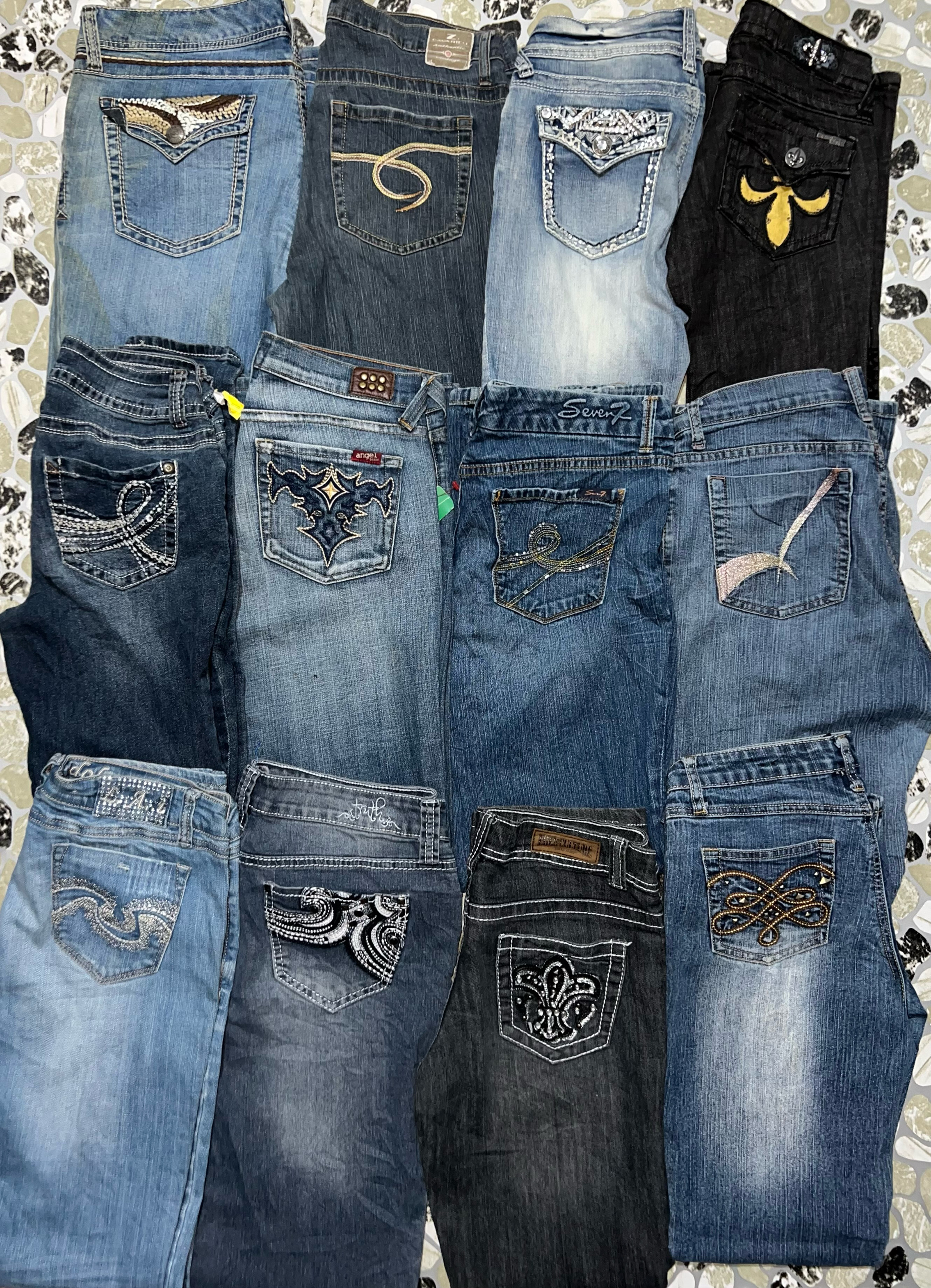 Y2K 刺繍ブーツカット/フレアジーンズ