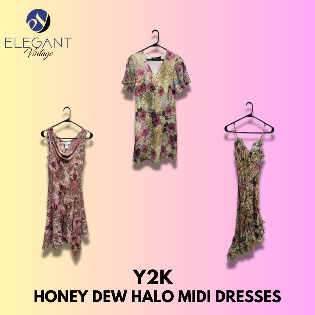 Y2K Honey Dew Halo Midi Dresses - EV1336