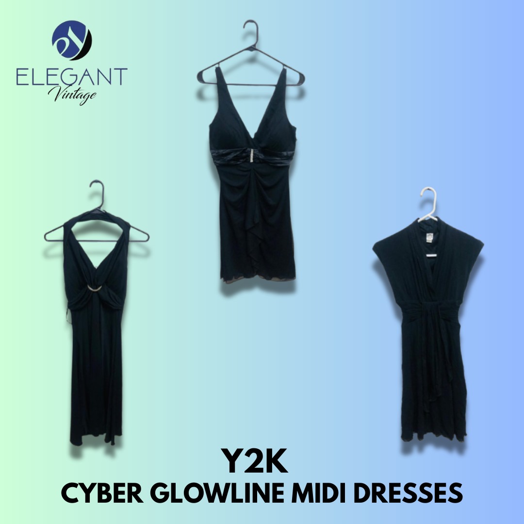 Y2K Cyber Glowline Midi Dresses - EV1346