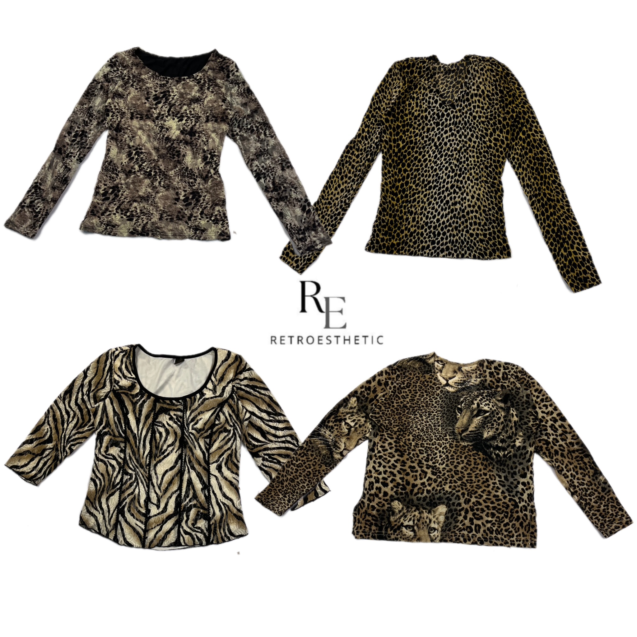 Y2K Wild Grace Tiger Printed Full Sleeves Tops RE-2540