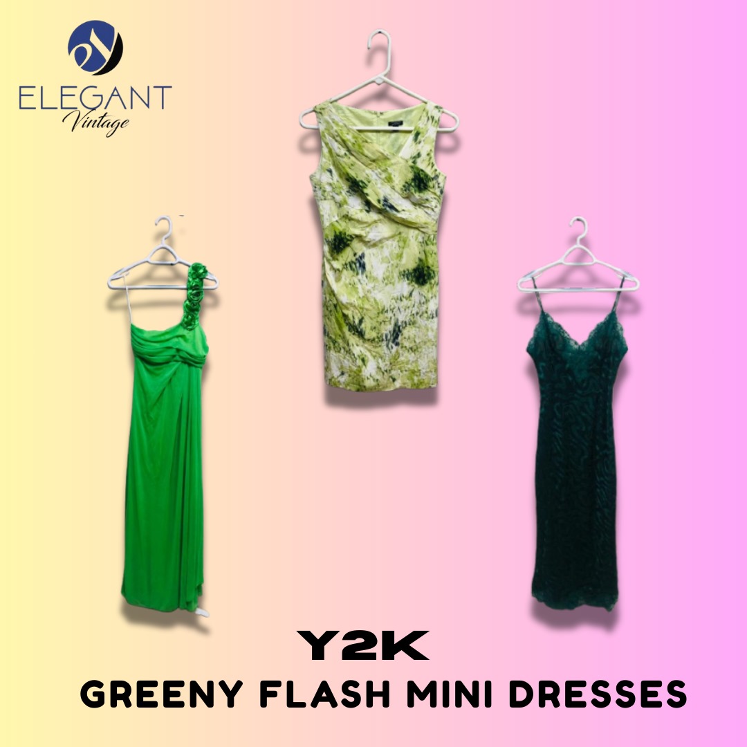 Y2K Greeny Flash Mini Dresses - EV1380