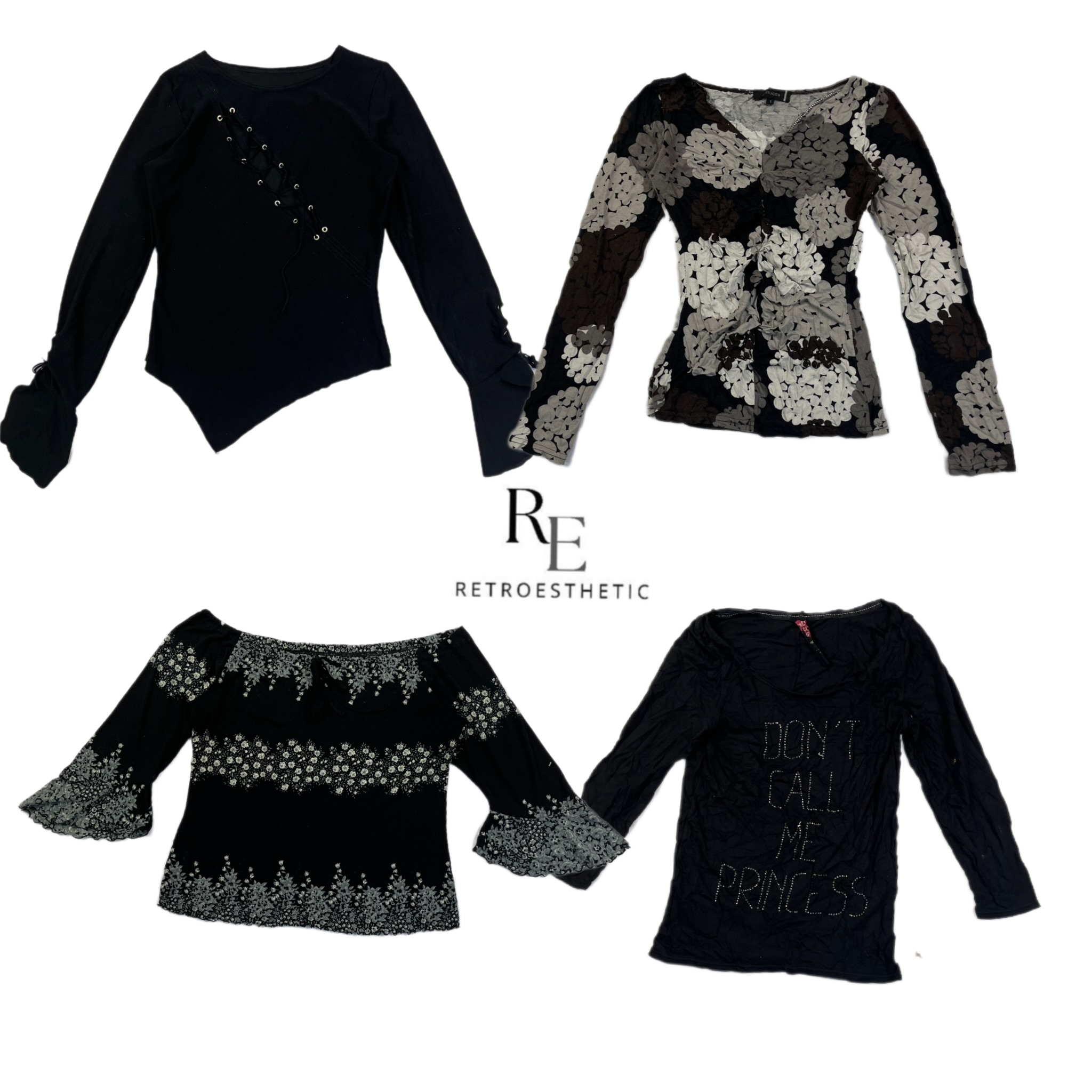 Y2k Black Grunge Full Sleeve Tops RE-2549