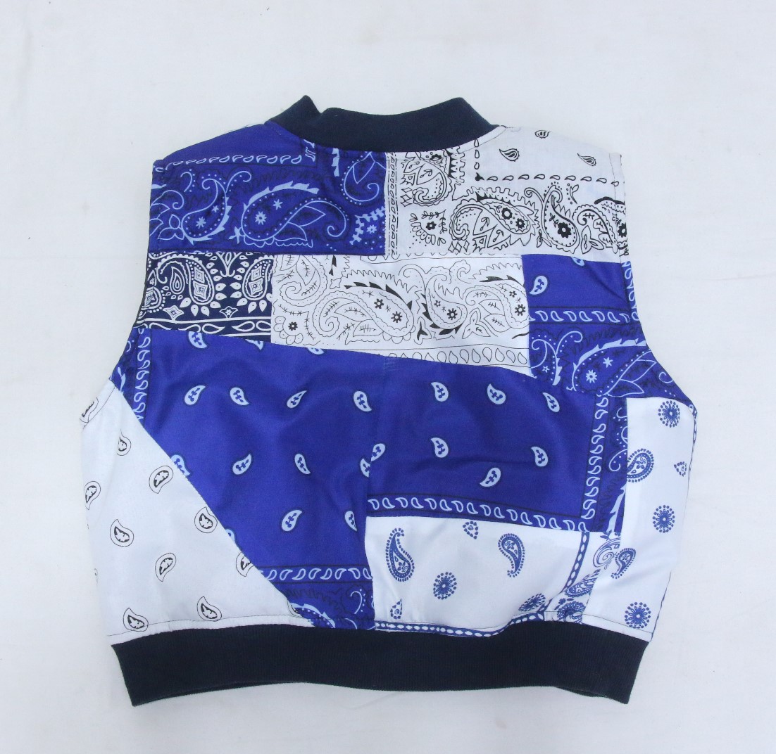 CR1011 Upcycled Bandana Patchwork Cropped Vest