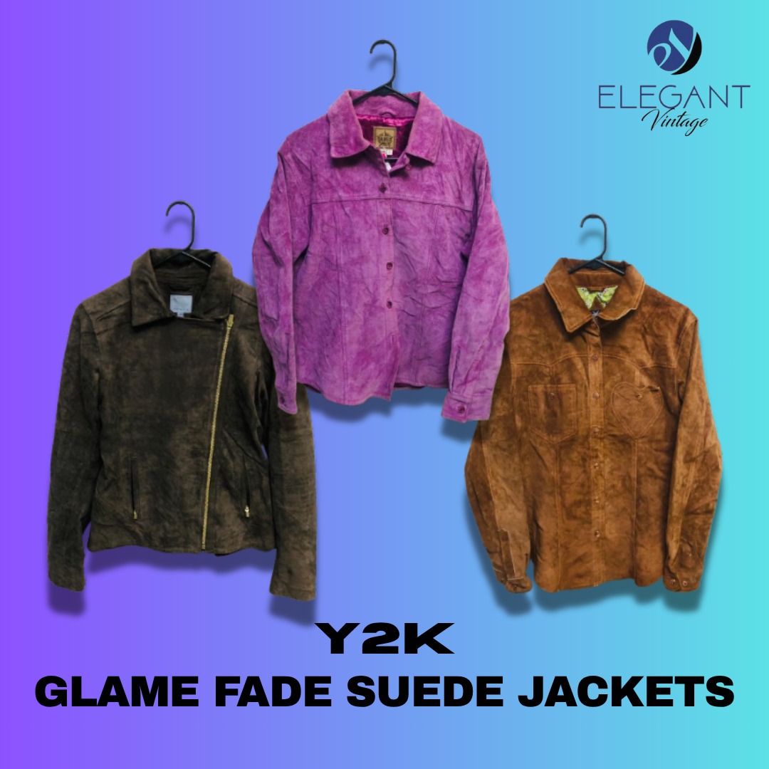 Y2K Glam Fade Suede Jackets - EV1187