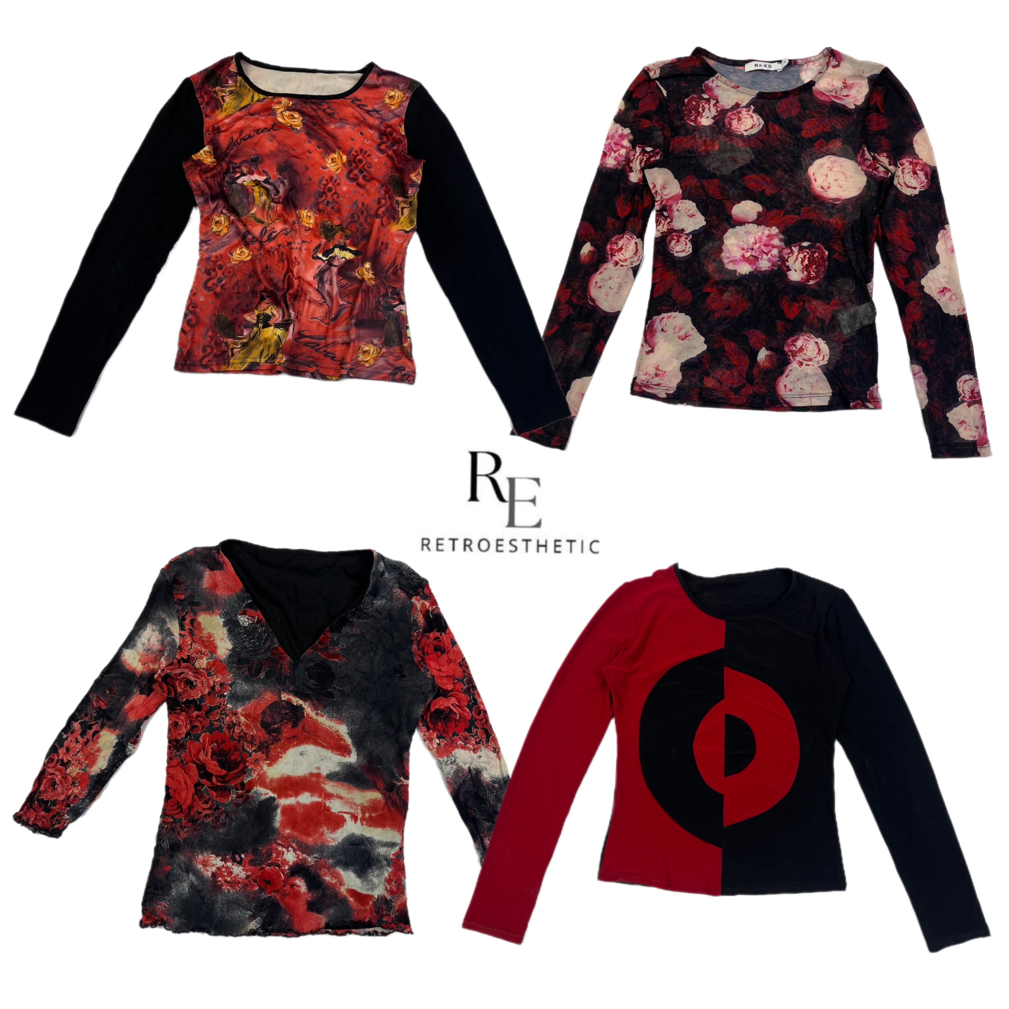 Y2K Love Story Sleeve Tops RE-2555