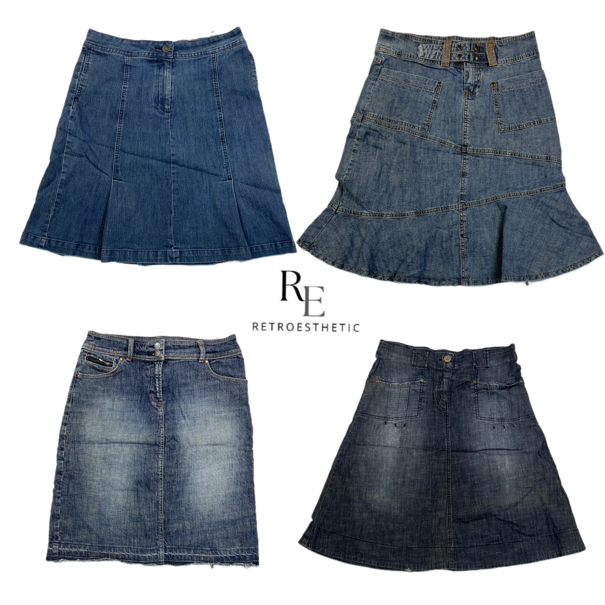 Y2K Britny Era Cyber Girl Denim Midi Skirts RE-2556