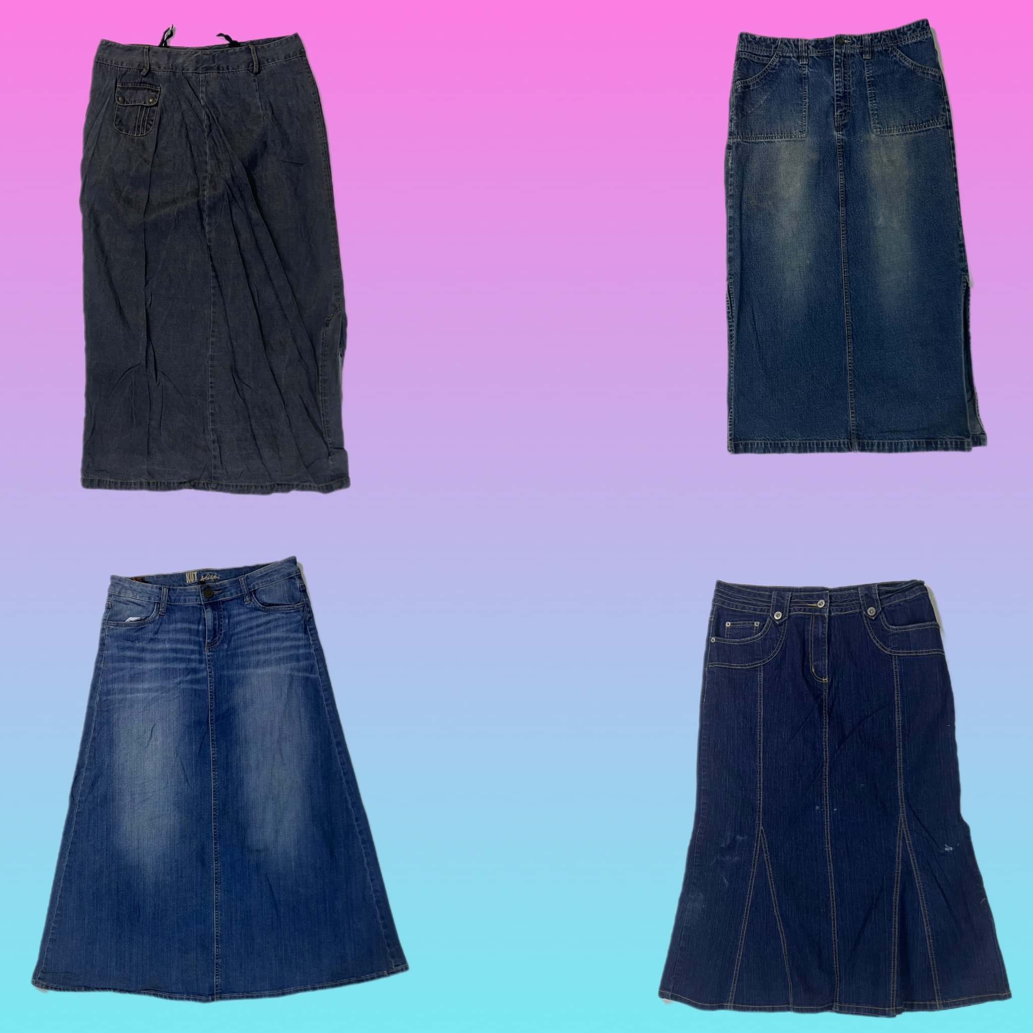Y2K Long denim skirt (TS-1704)