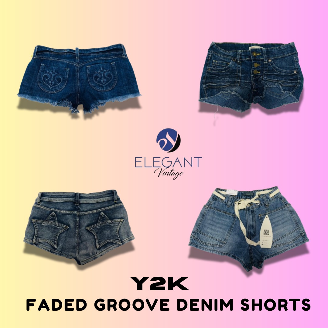 Y2K Faded Groove Denim Shorts - EV1394