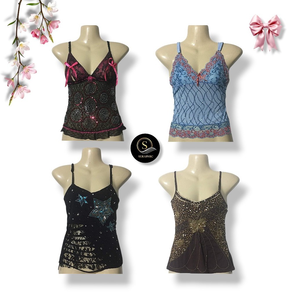 Y2K Beaded And Sequence Embellished Camis