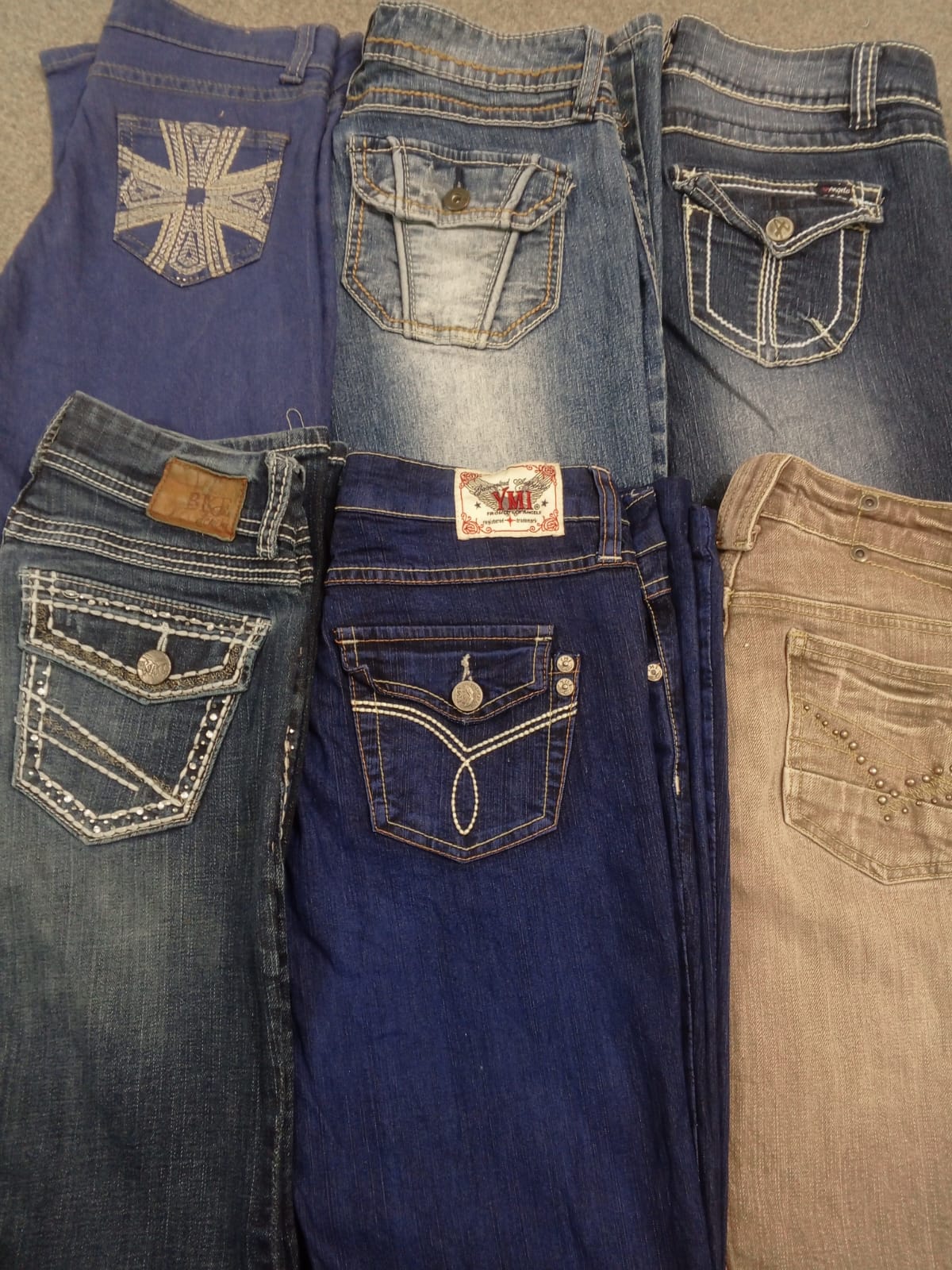 HD1258 Ladies Y2K Embellished Flared Jeans