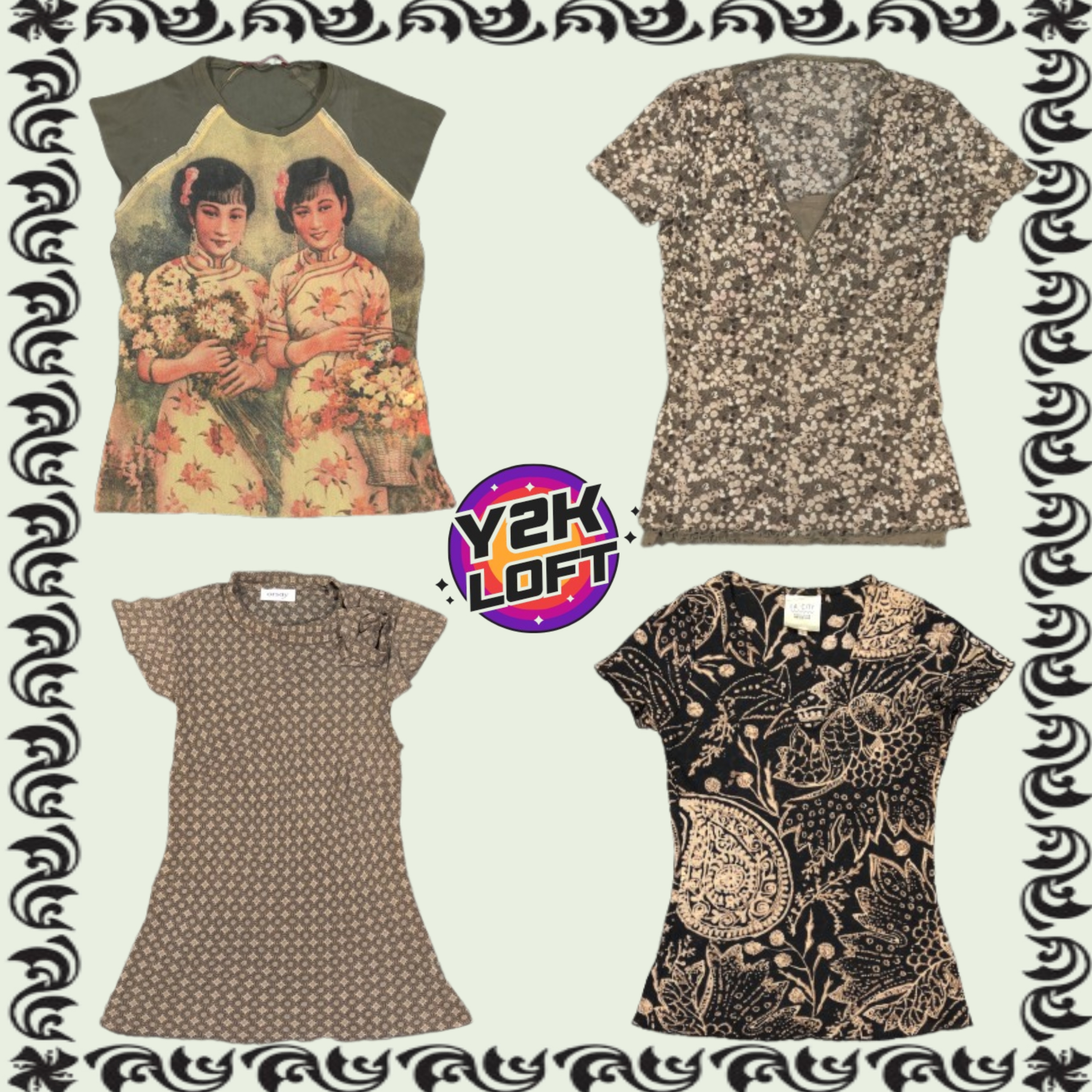Y2K Earthy Tone Tops Mix