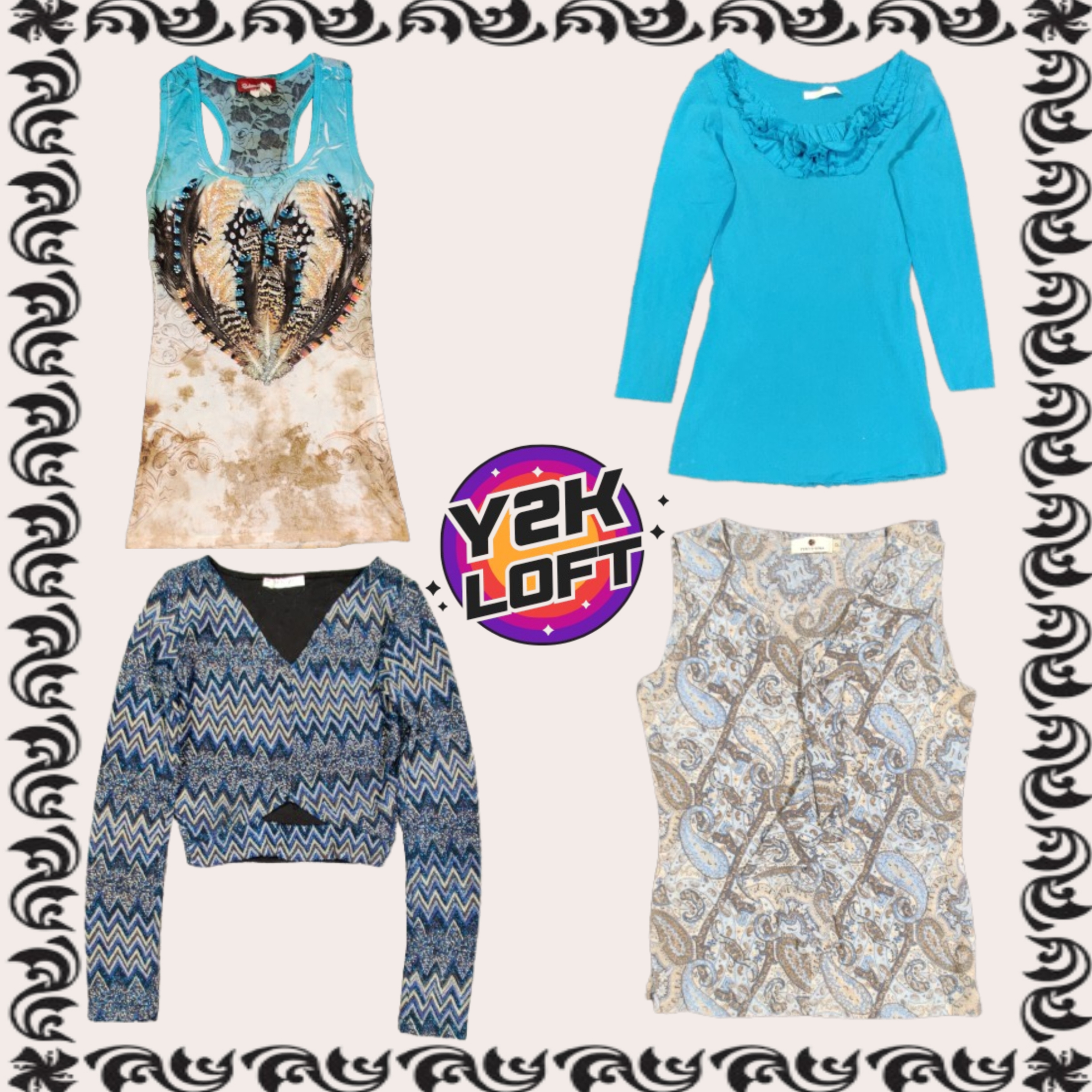 Y2K Aquamarine Girl Top Mix