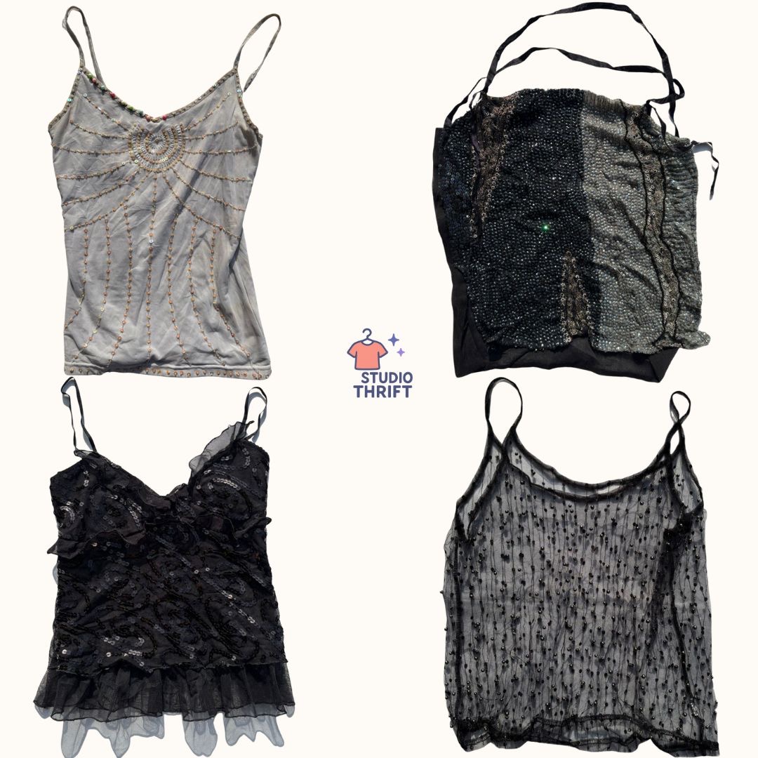 Y2K Beaded & Sparkly Cami Tops | Glam Night-Out Mix (CT-002)