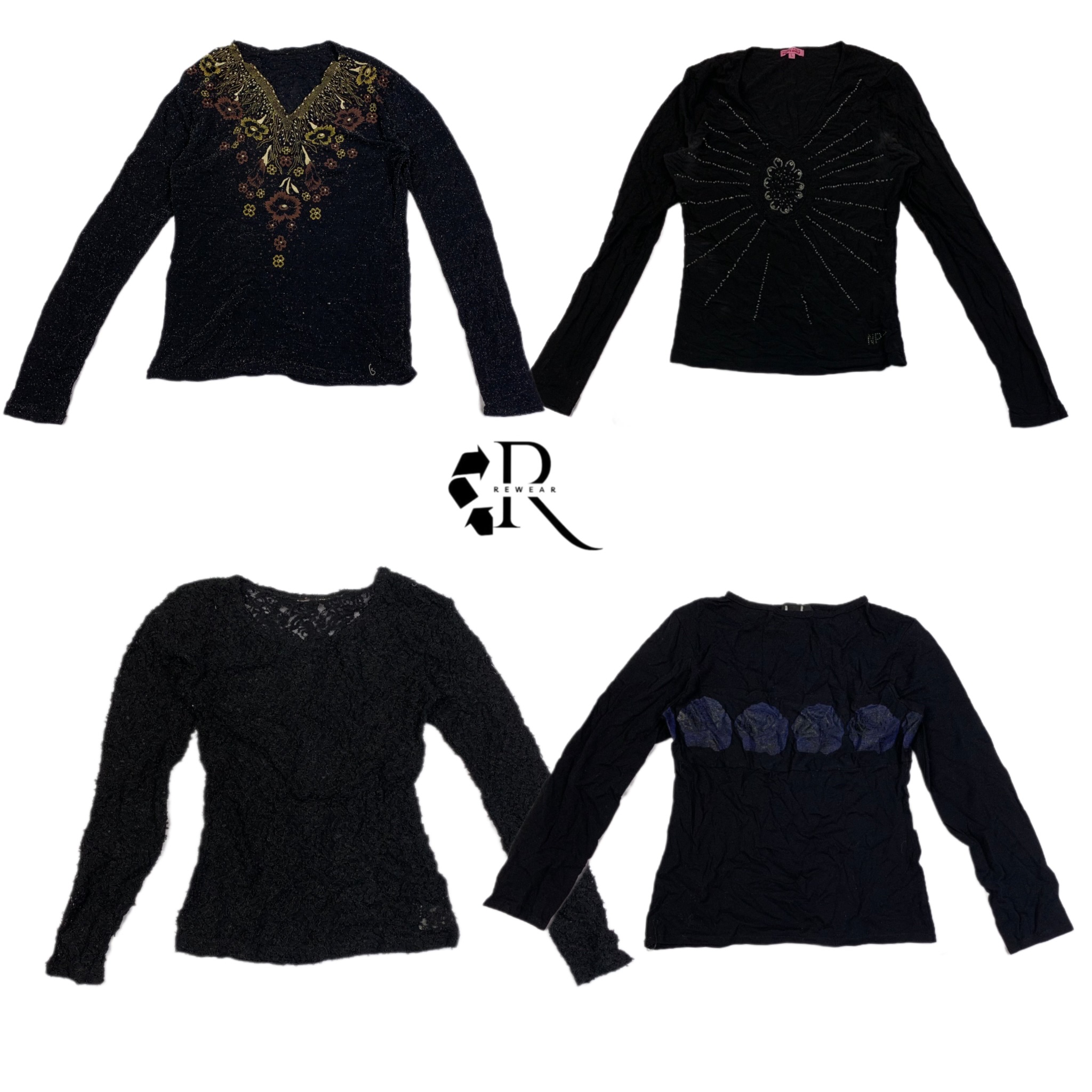 Y2K Cybe Girl Black Mesh Full Sleeve Tops RW-1296
