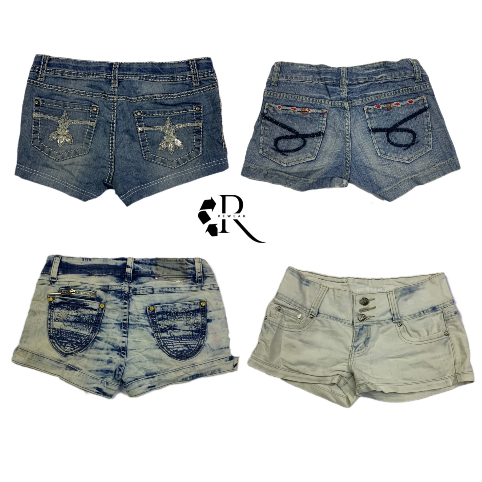 Y2K Cyber Era Girl Denim Micro Mini Shorts RW-1300