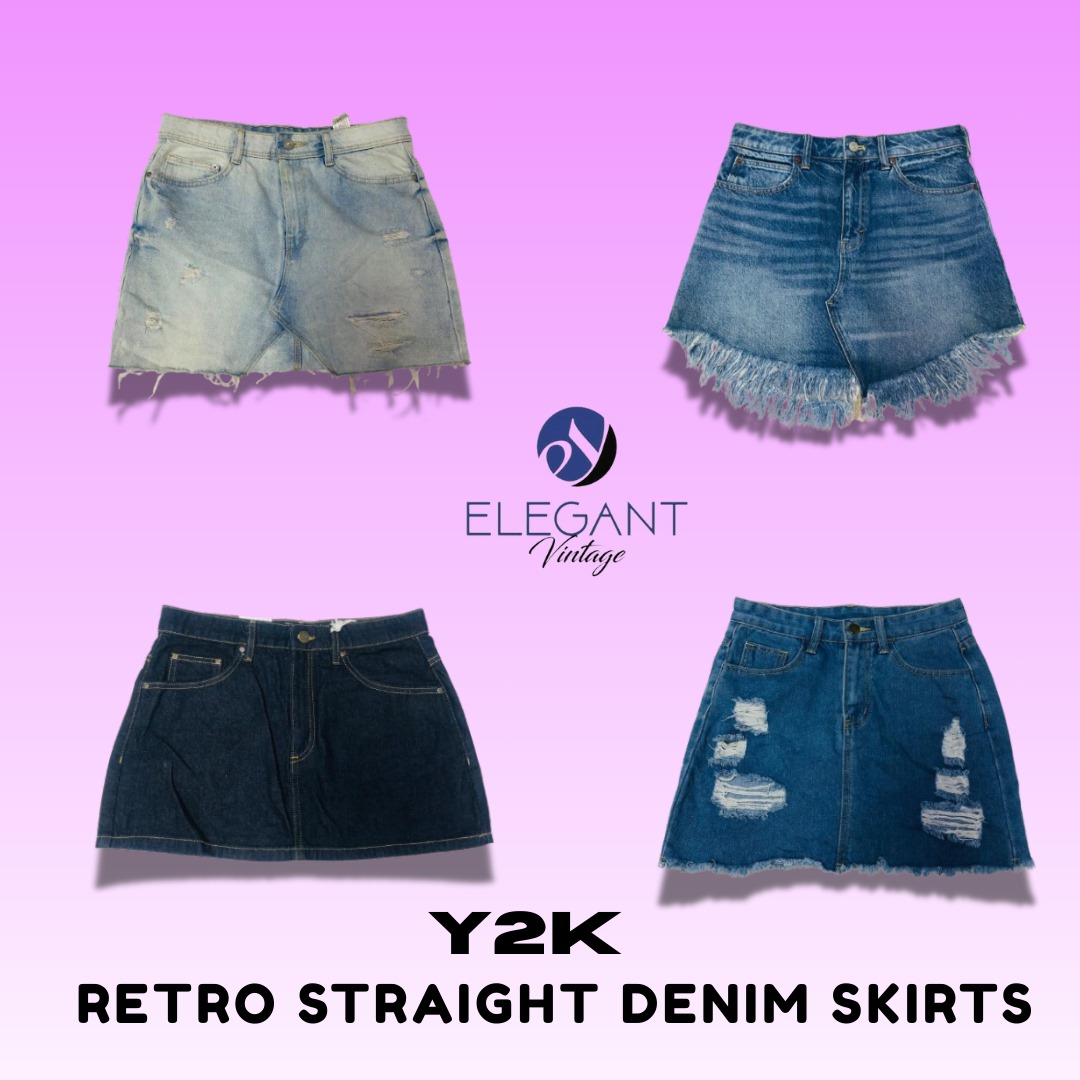 Y2K Retro Straight Denim Skirts - EV1416