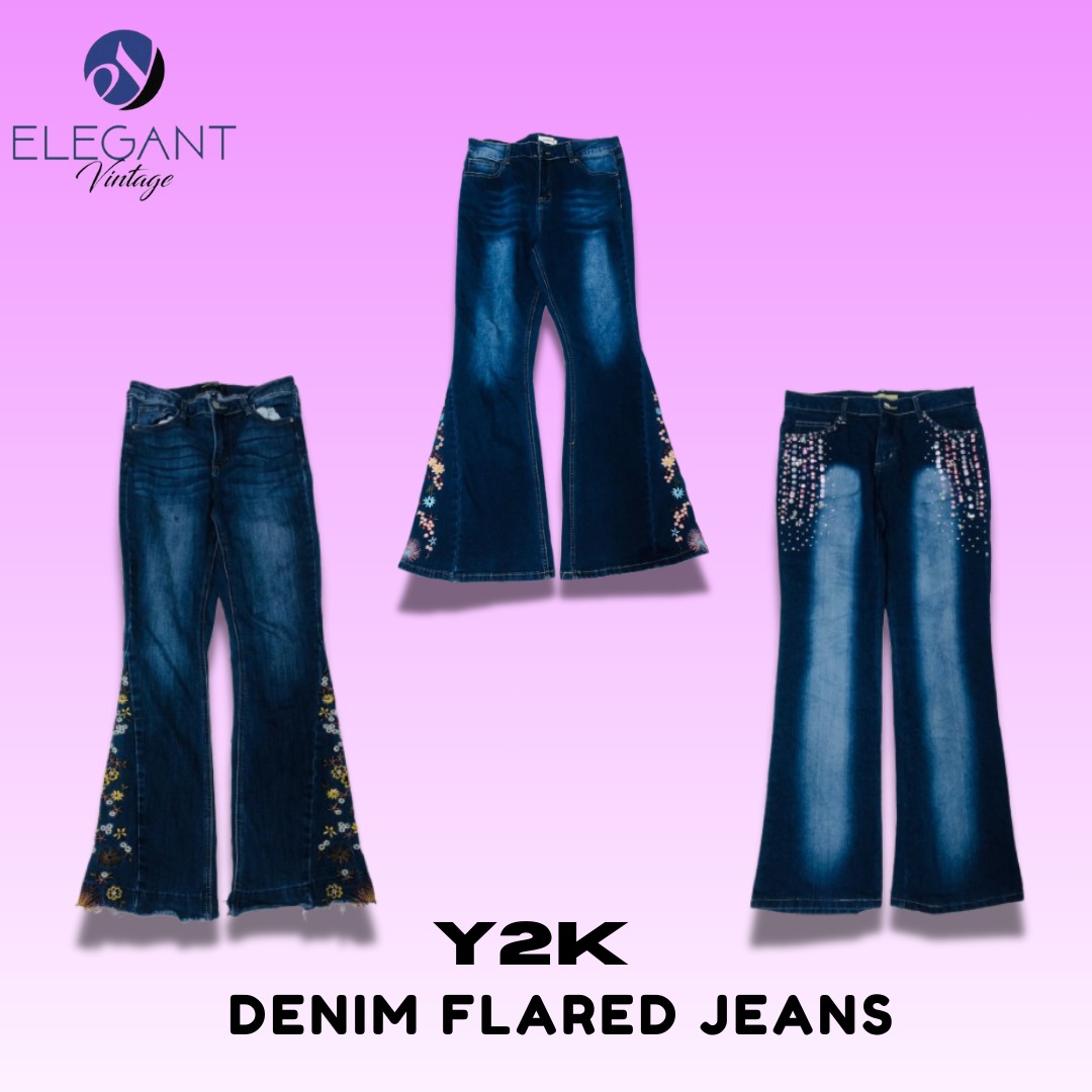 Y2K Denim Flared Jeans - EV1433