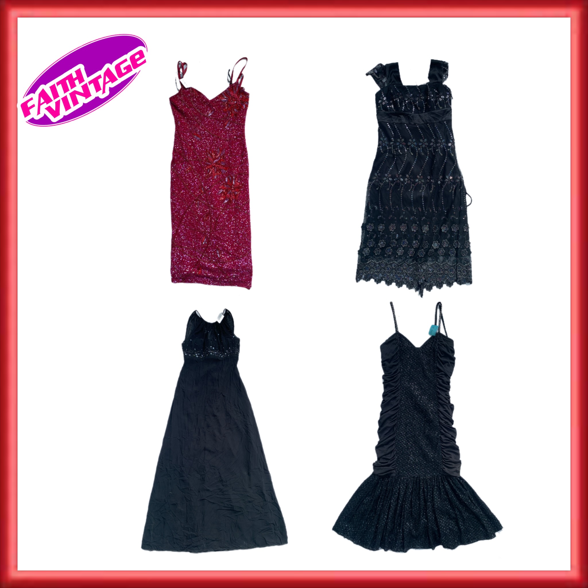 Robe Glamour en Cristal Rose Noir Mix (FV-183)