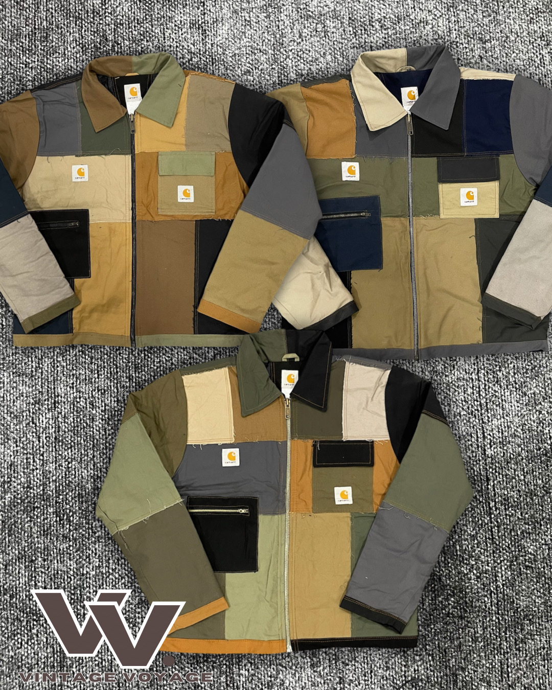 Veste en patchwork Detroit Carhartt retravaillée