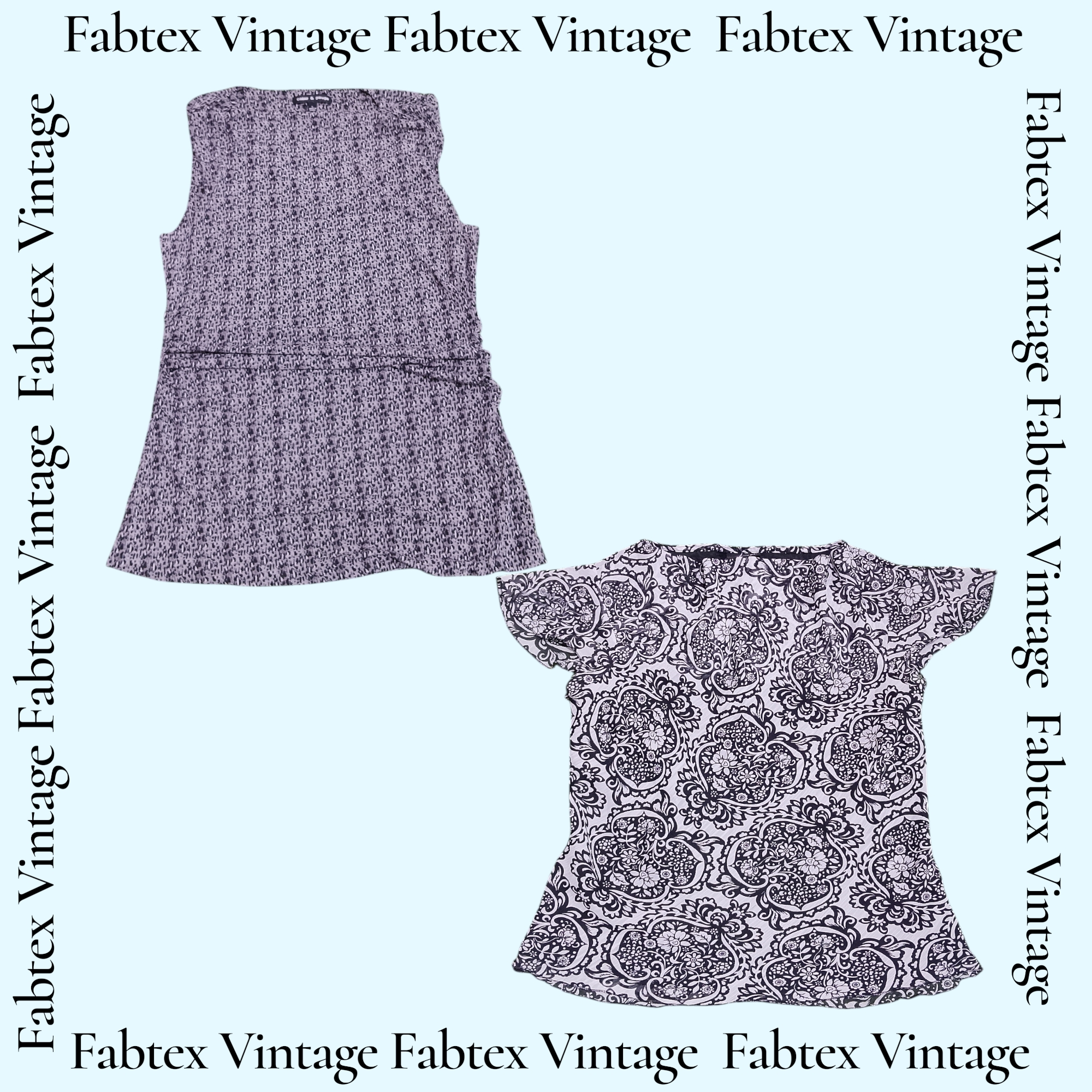 (FV-694) Y2K Black White Aesthetic Floral Printed Cowl Neck Tops