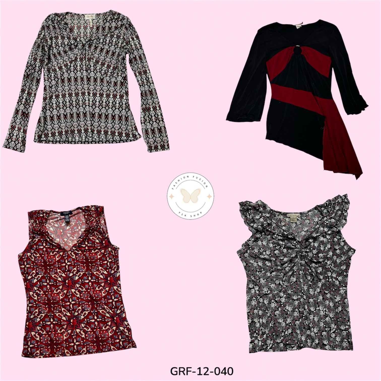 Floral Poly Blend Blouse – Breezy Fit & Modern Style (GRF-12-040)