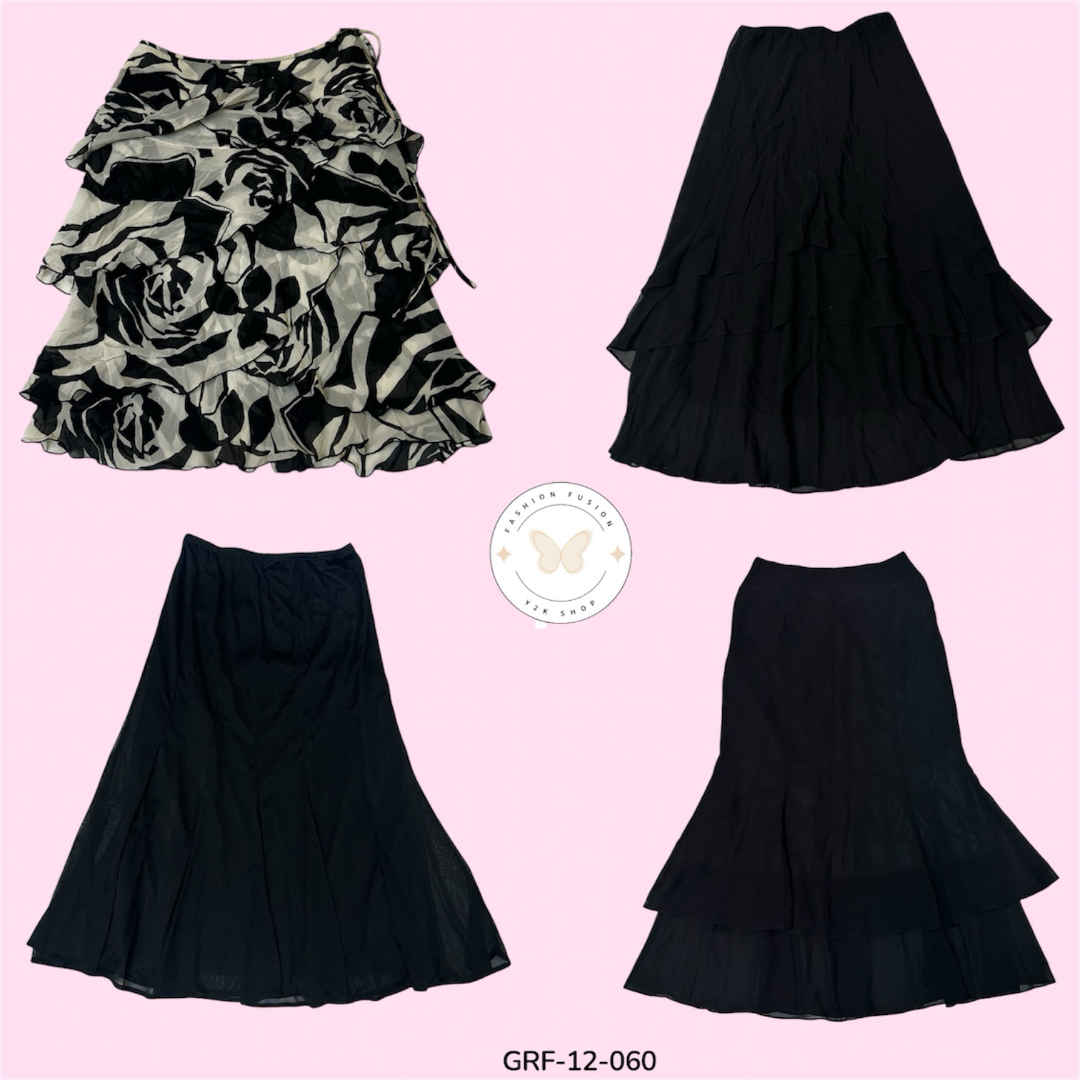 Saia Clássica Preta em Poliéster – Essencial Elegante para o Dia a Dia (GRF-12-060)