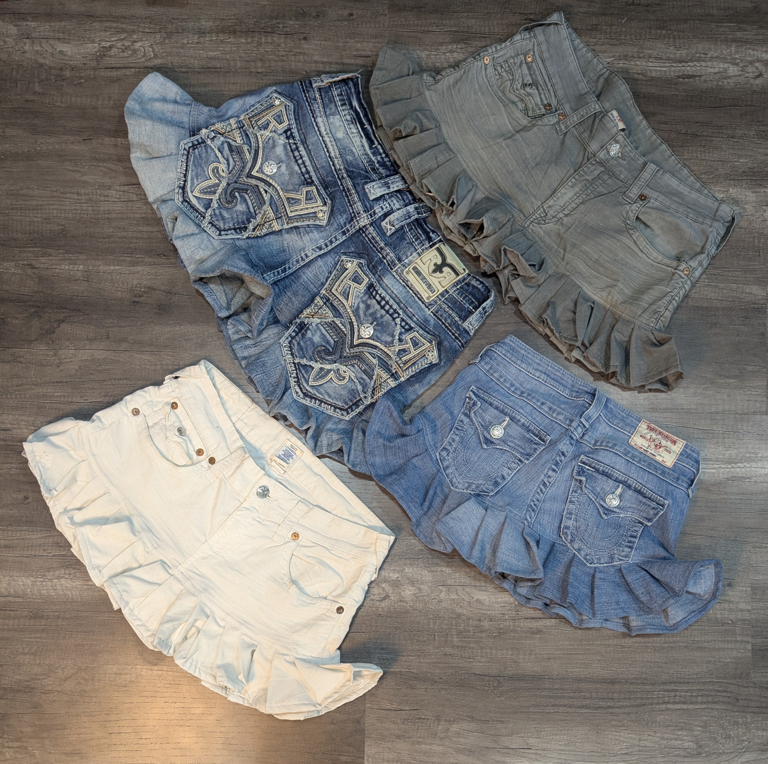 1324 - Upcycled Miss Me, True Religion, Rock Revival, & Denim Skirts