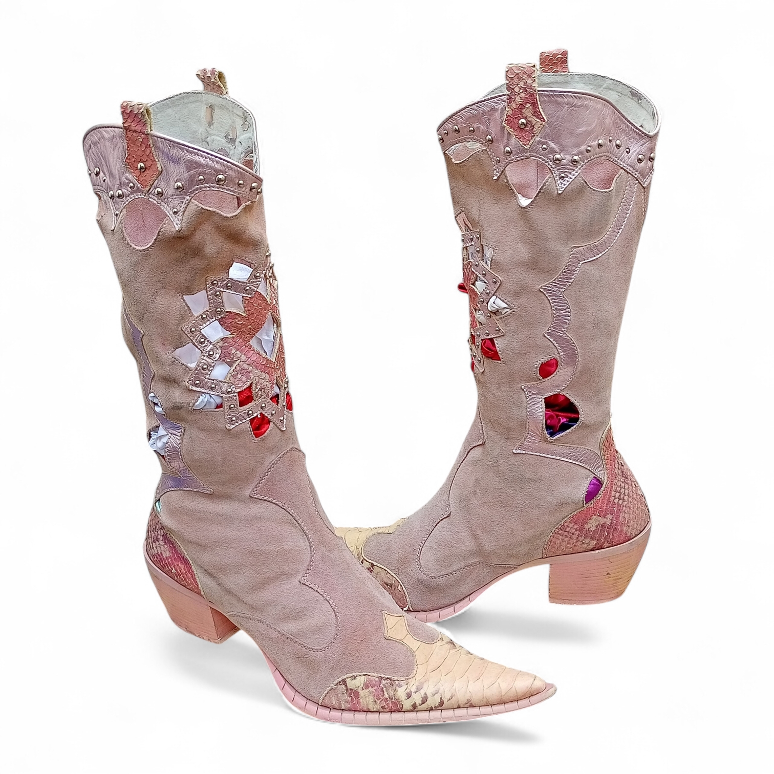 SA#354(b) ヴィンテージスタイルの女性用ロングブーツコレクション • エキゾチックスナックのスキンとより目を引くブーツ