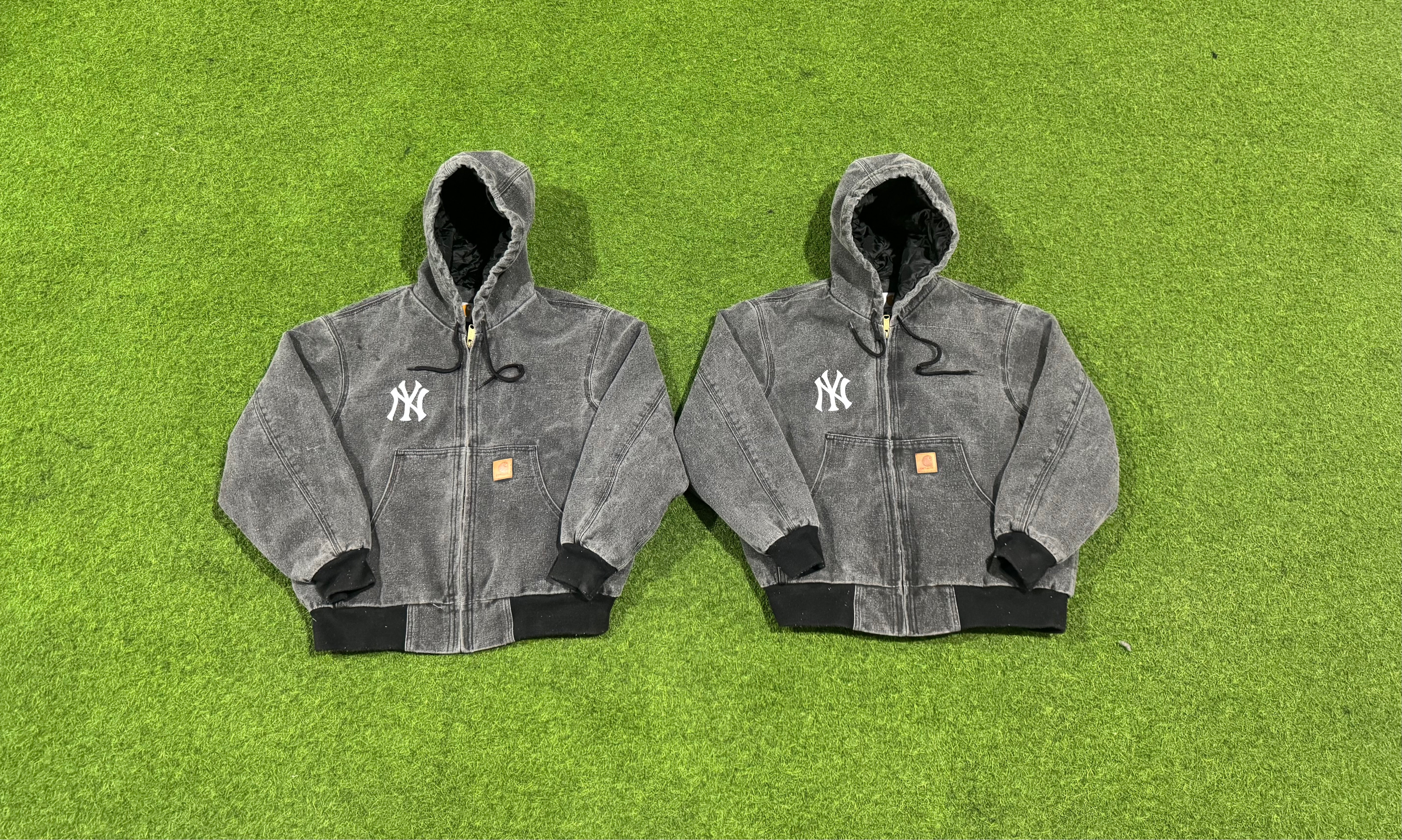 Rework style acid wash black NY carhartt jackets