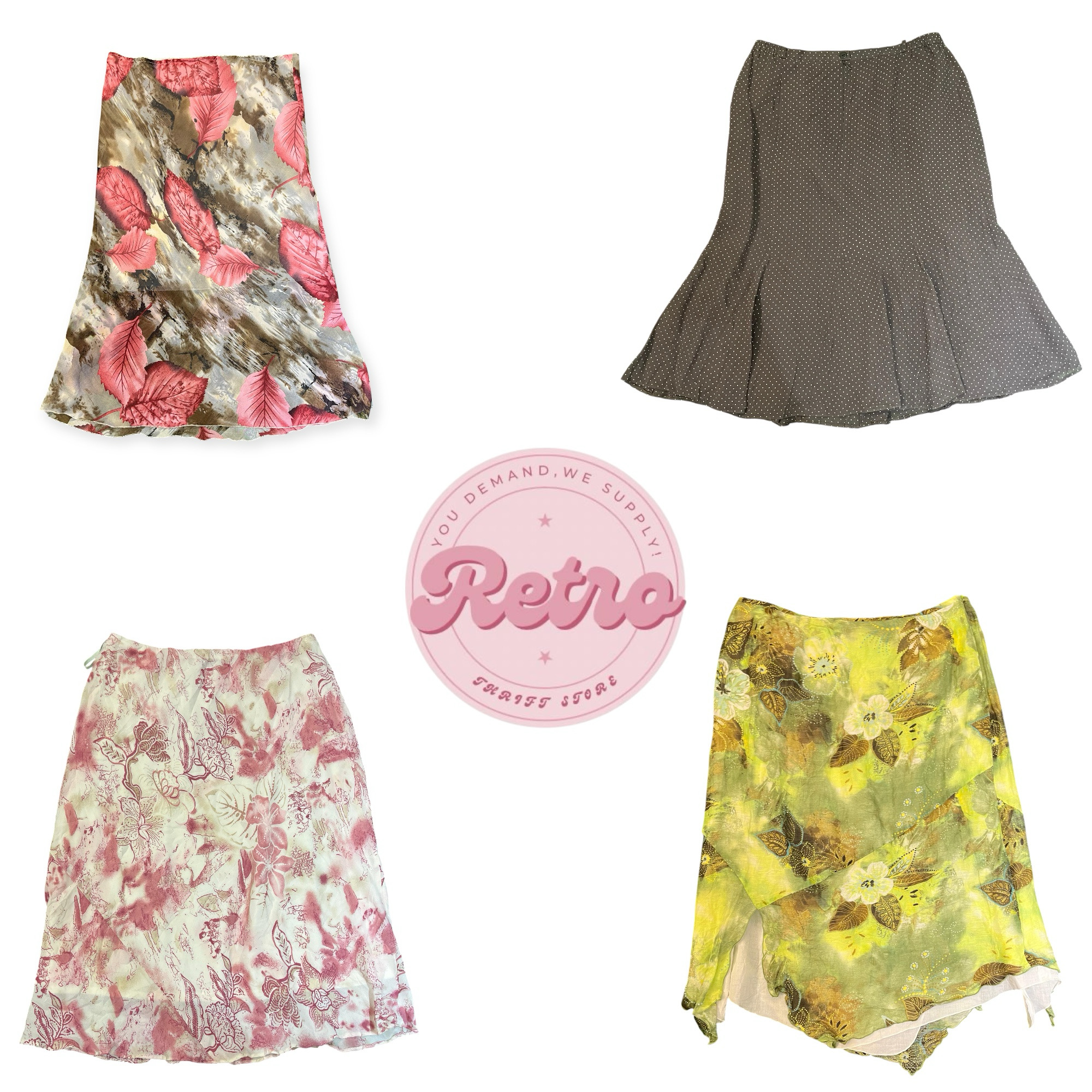 Y2K Coquette Skirt Bundle – Sheer Floral & Soft Vi..