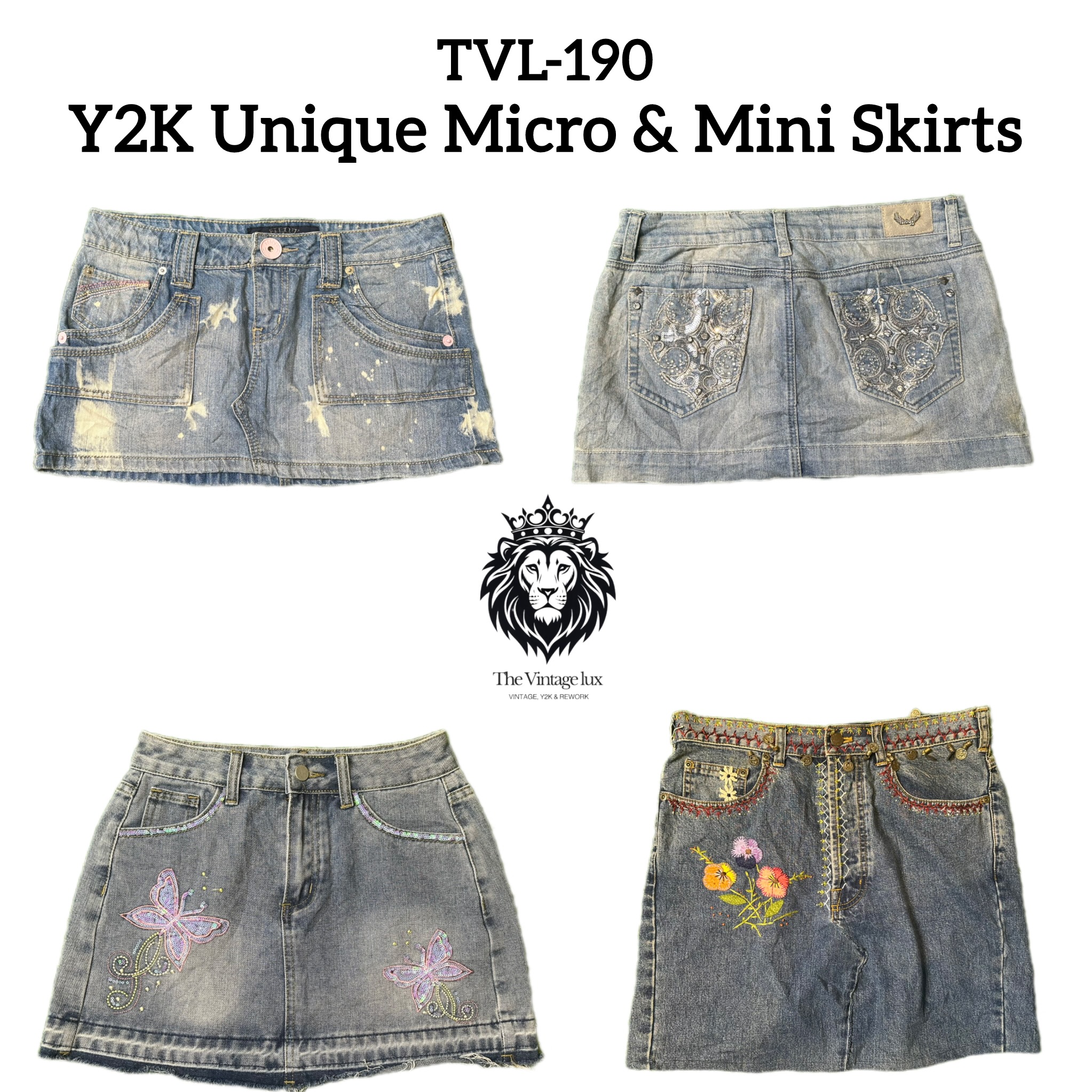 Y2K Unique Micro & Mini Denim Skirts (TVL-190)