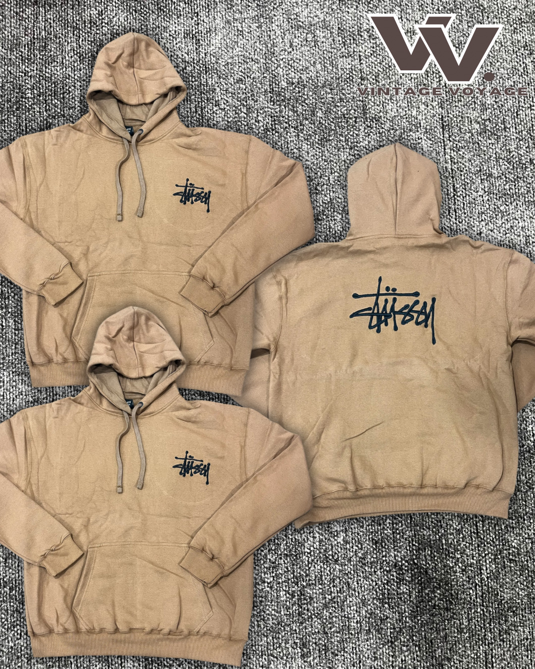 Felpa con cappuccio ricamata stile rielaborato Stussy (91225)
