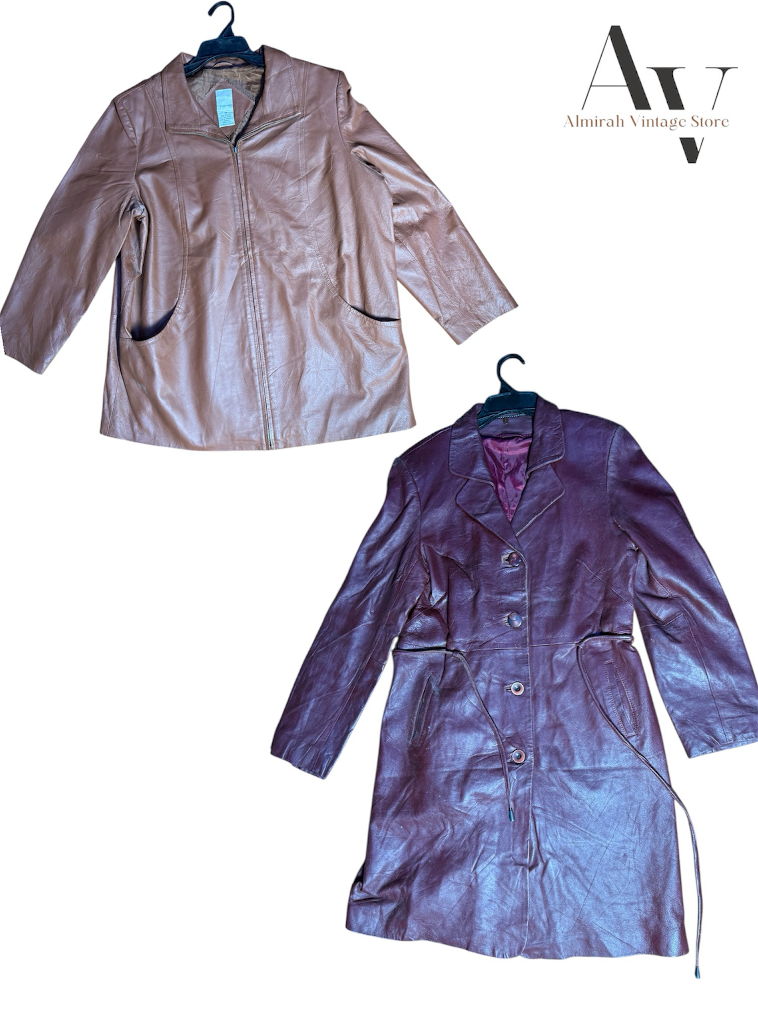 Vintage leather trench coats 10 pcs