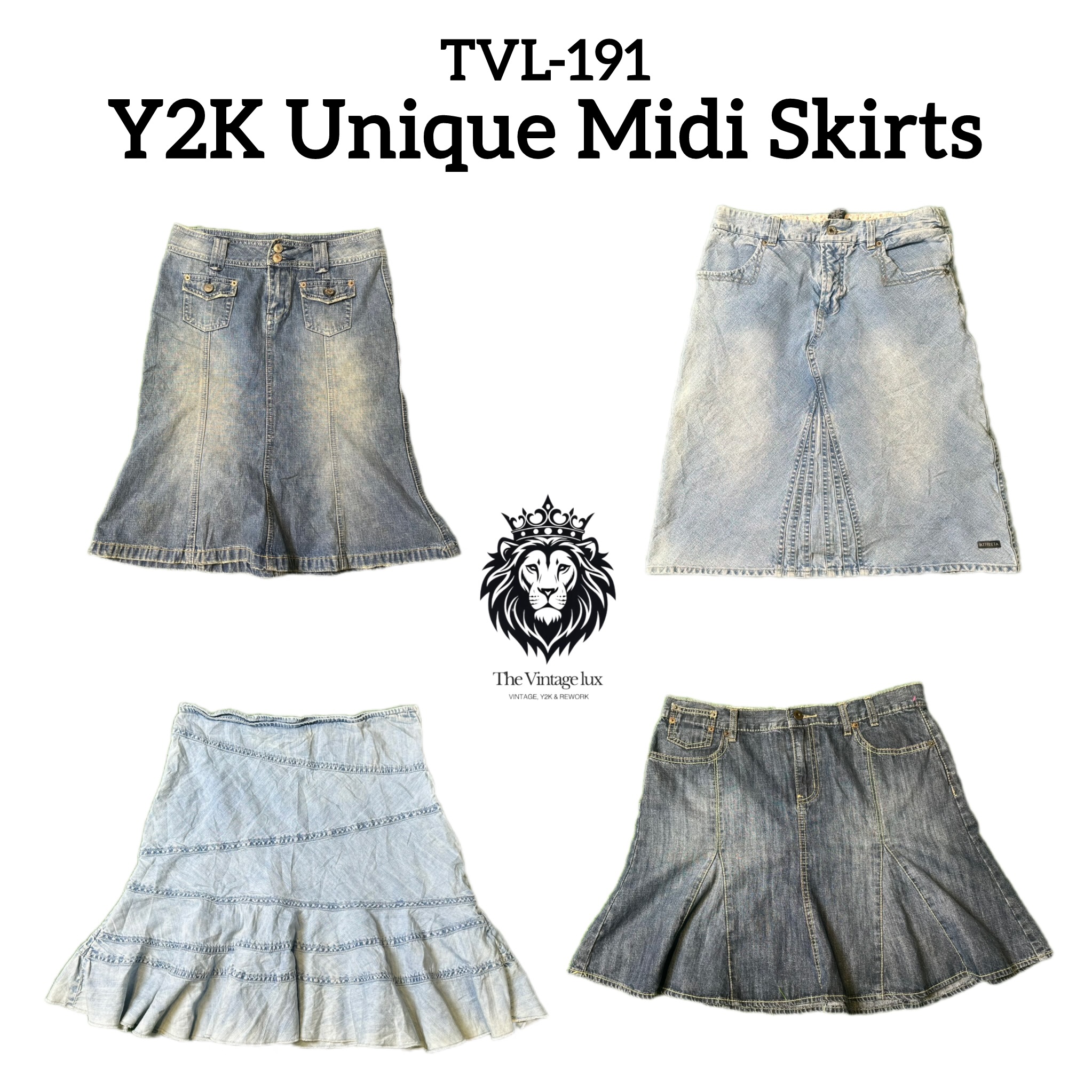 Y2K Einzigartige Denim-Midi-Röcke (TVL-191)
