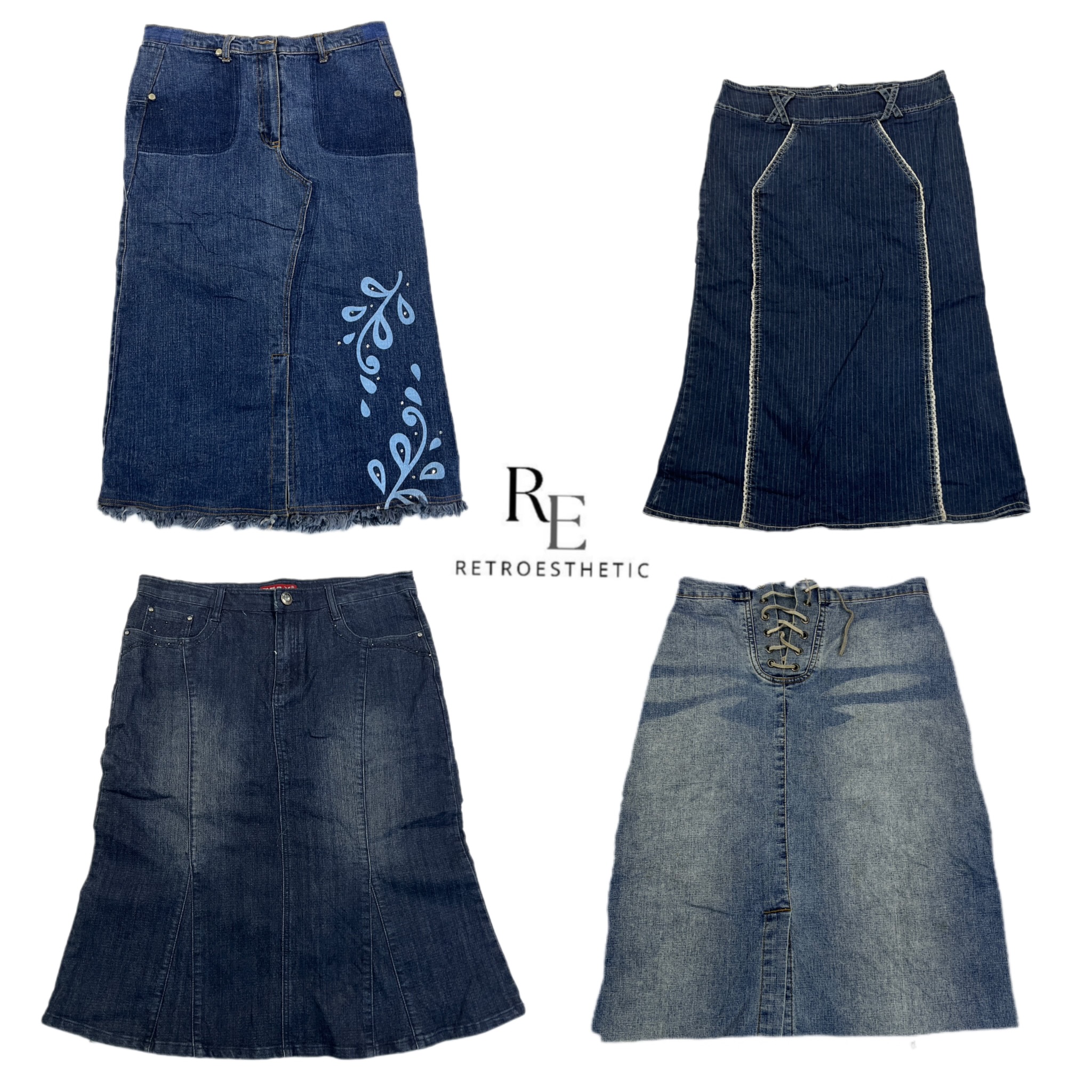 Jupes midi en denim Y2K NYC IT Girl RE-2585