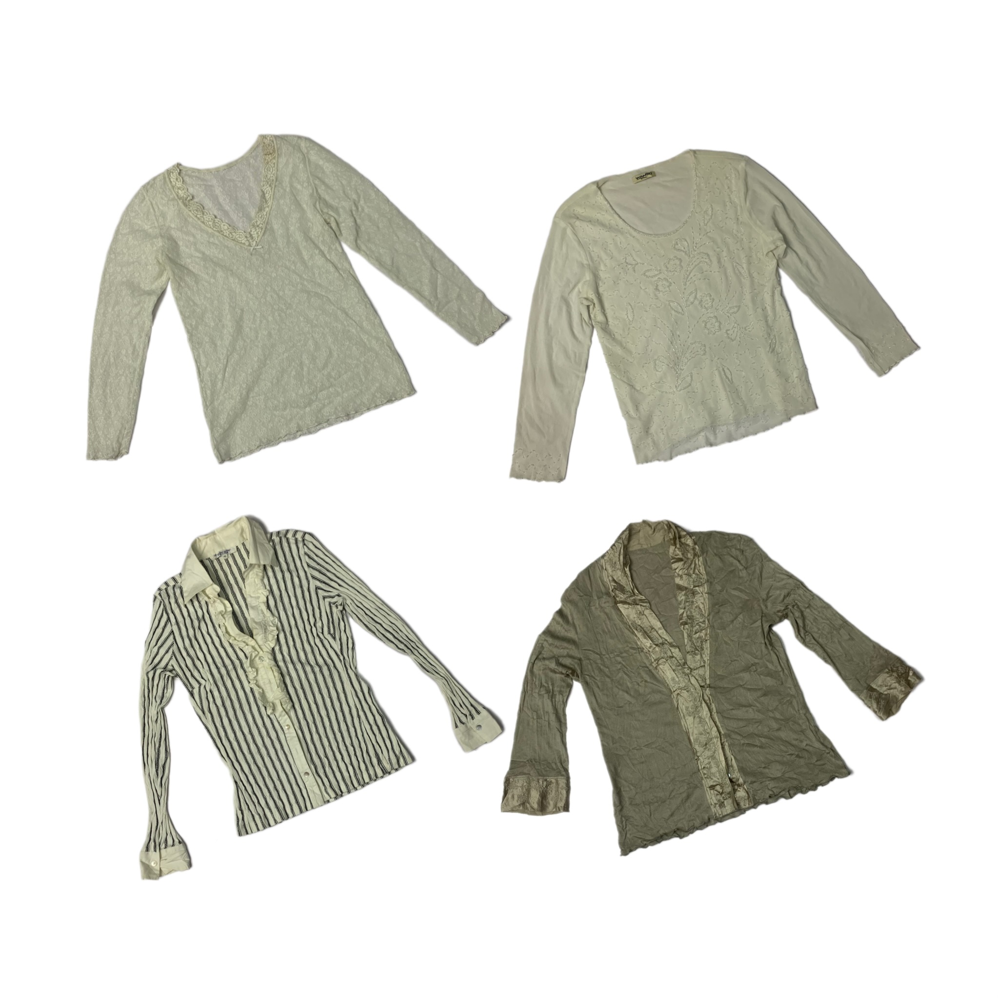 Y2K Soft Ivory Full Sleeve Tops