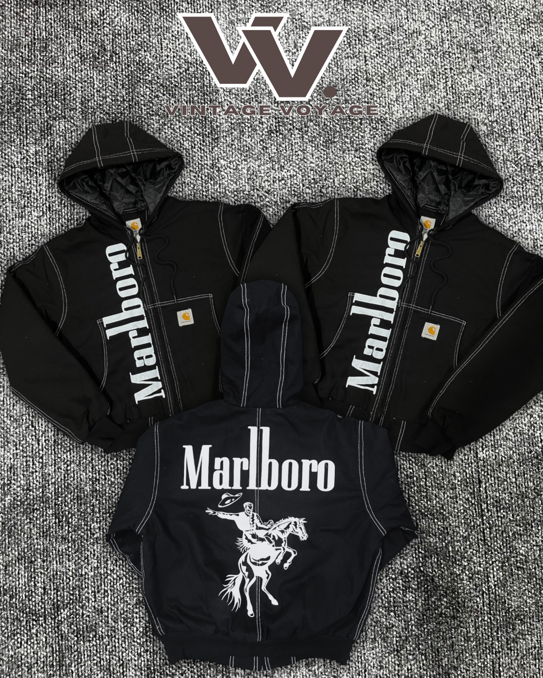 Carhartt x marlboro reworked style white stitch black active jackets (10/12)
