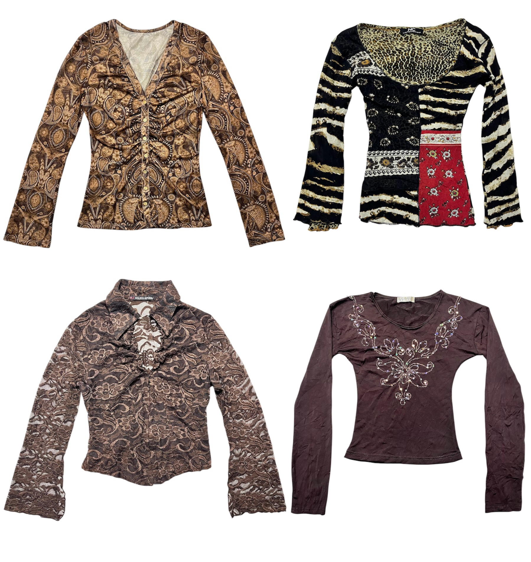 Earty tone Y2K tops: RE-012