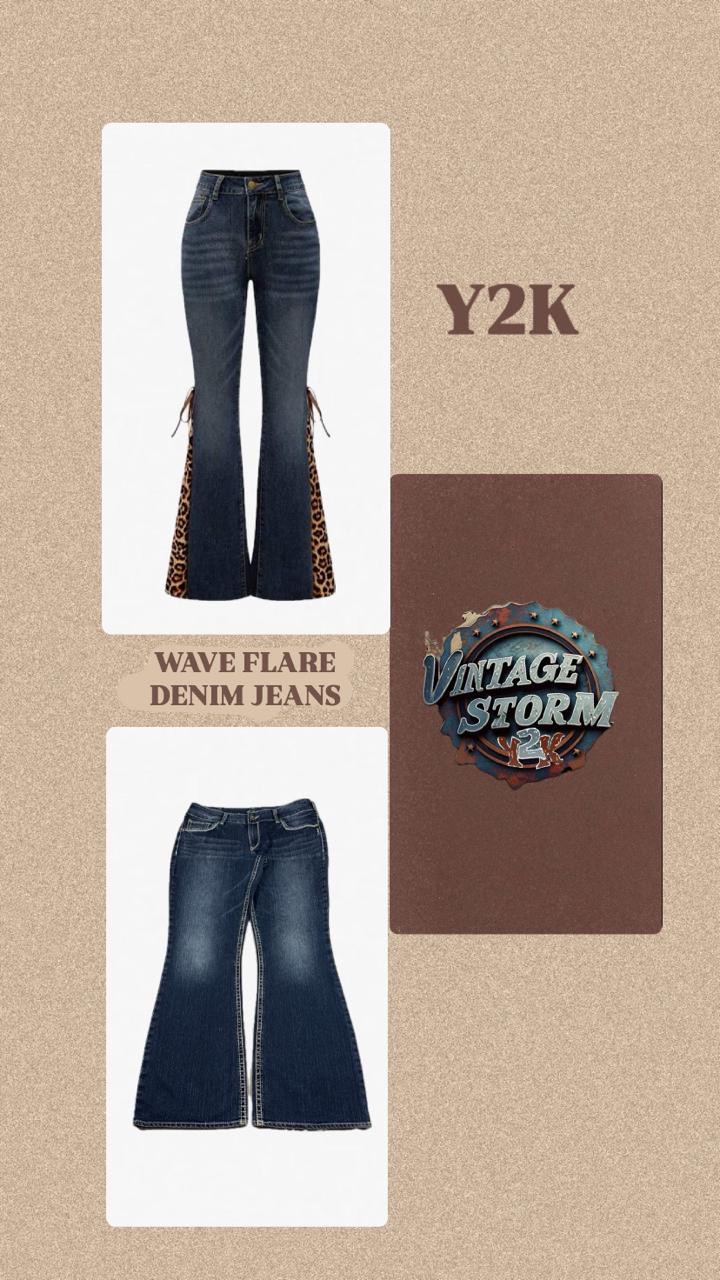 Y2K Wave Flared Denim Jeans