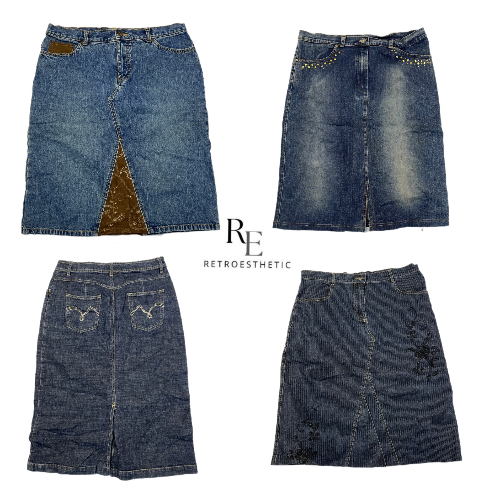 Jupes midi en denim Y2K Paris Hilton RE-2596
