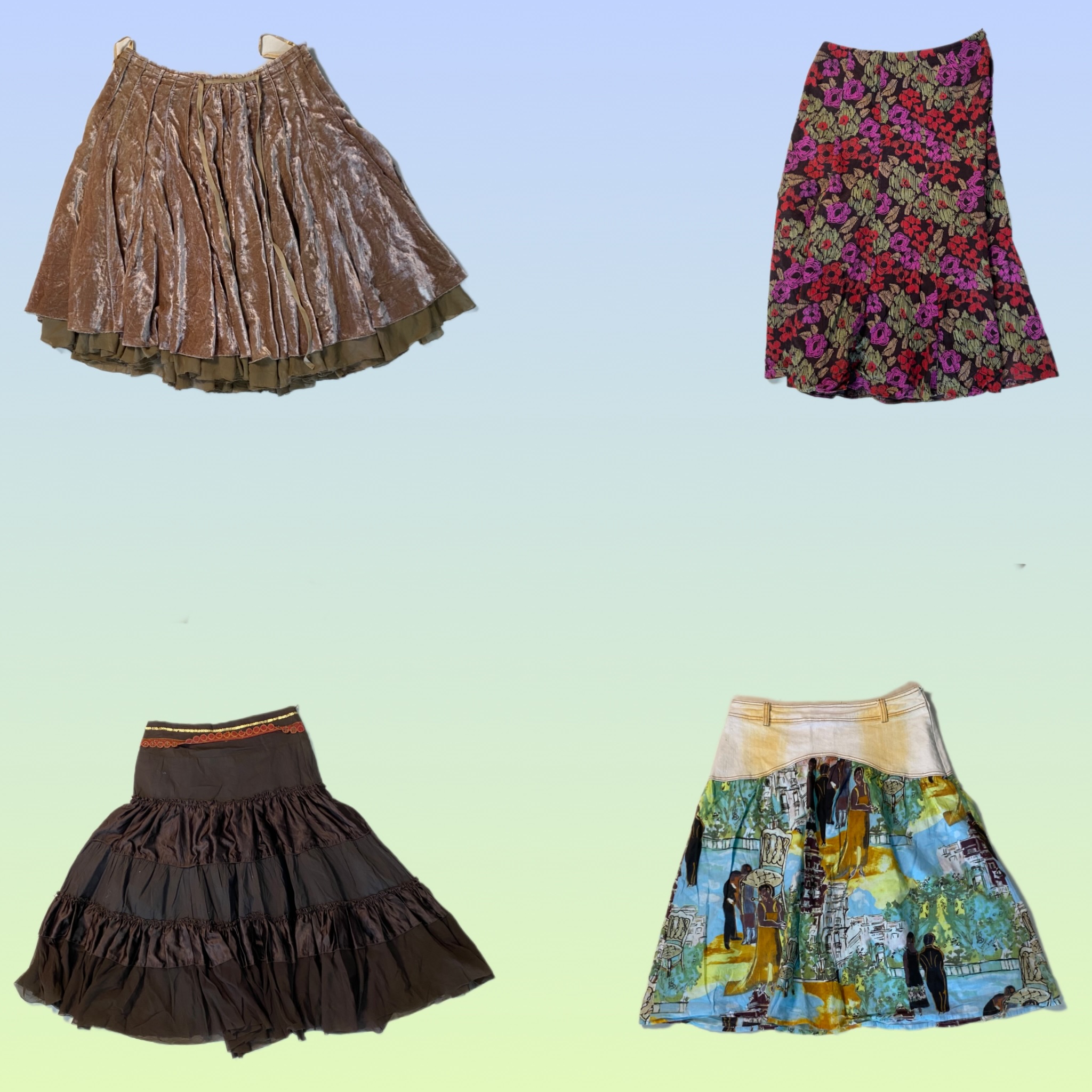 Y2K Unique Floral maxi skirts (TS-1757)