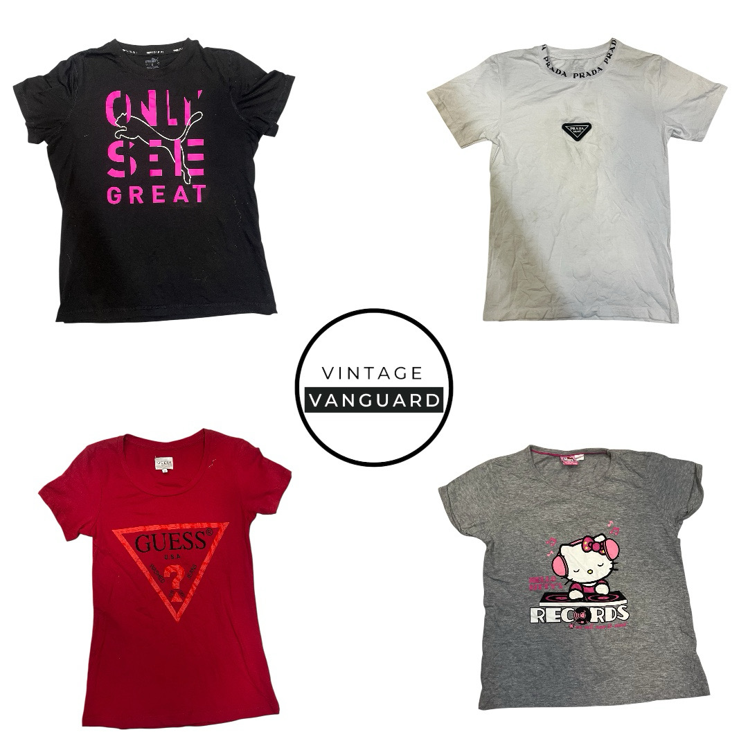 ヴィンテージY2KブランドTシャツセット – Prada, Guess, グラフィック (E)