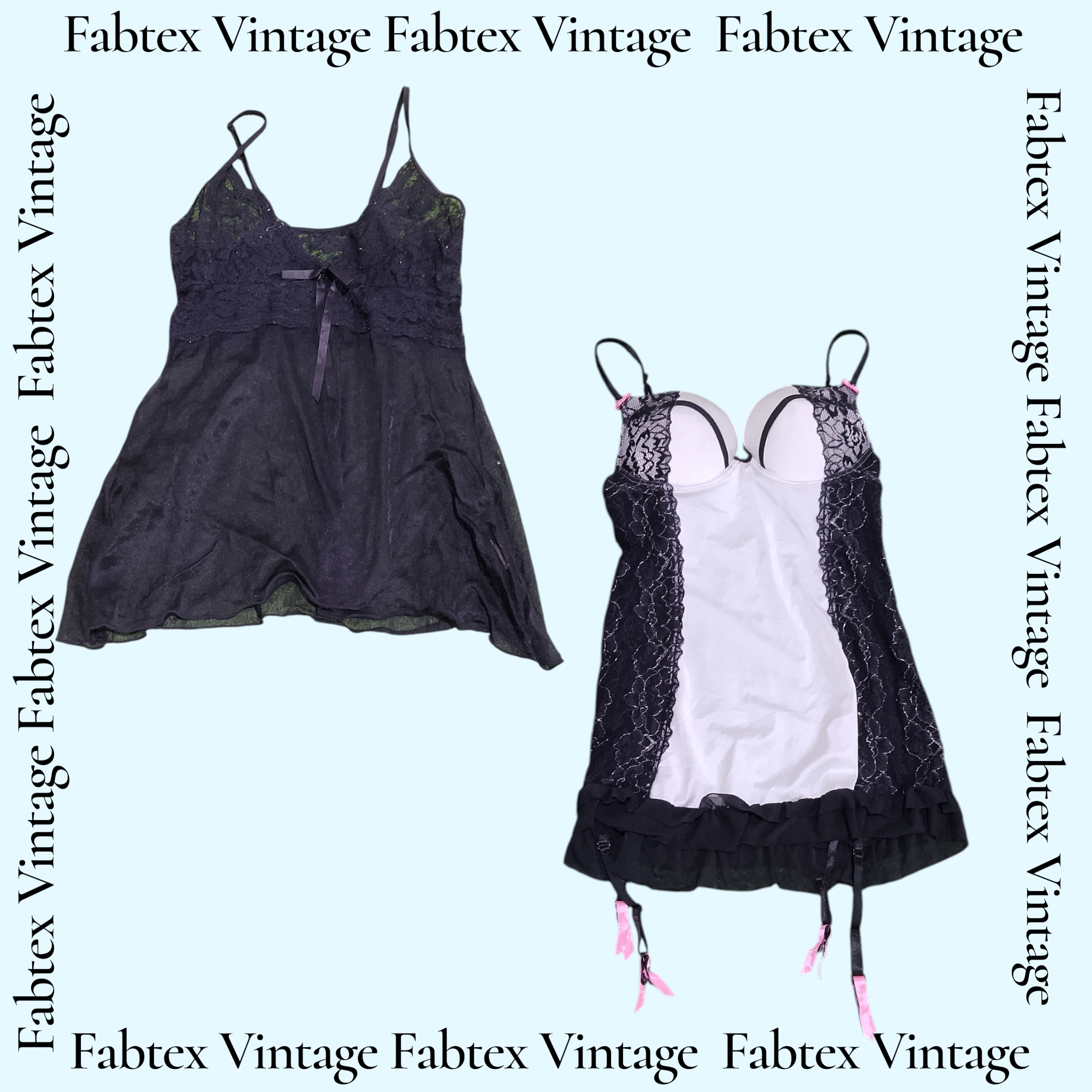 (FV-717) Black Lace Babydoll Bundle —  Y2K / Coquette Dark Aesthetic mic