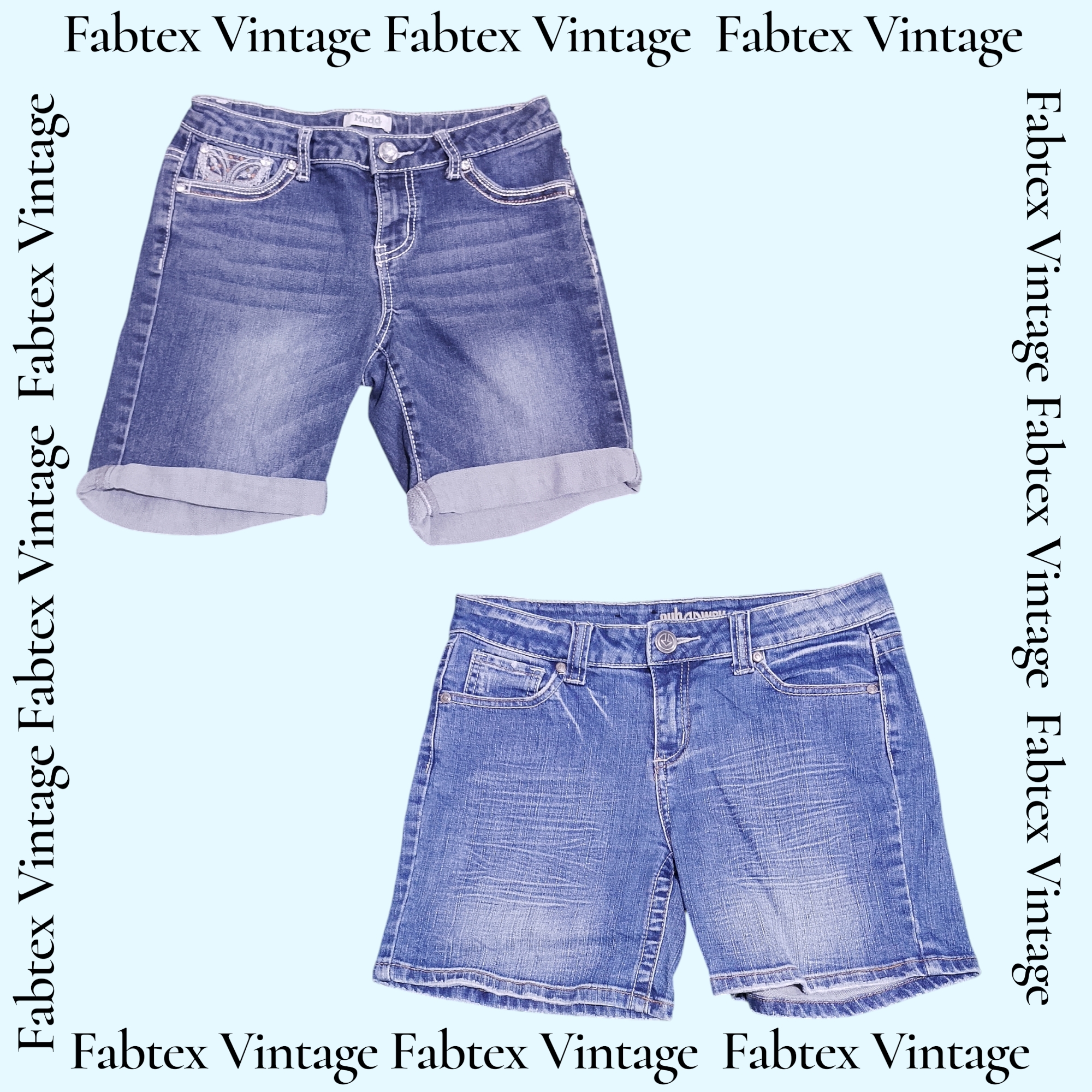 (FV-711) Y2K Denim Poche arrière Détails ornés Shorts