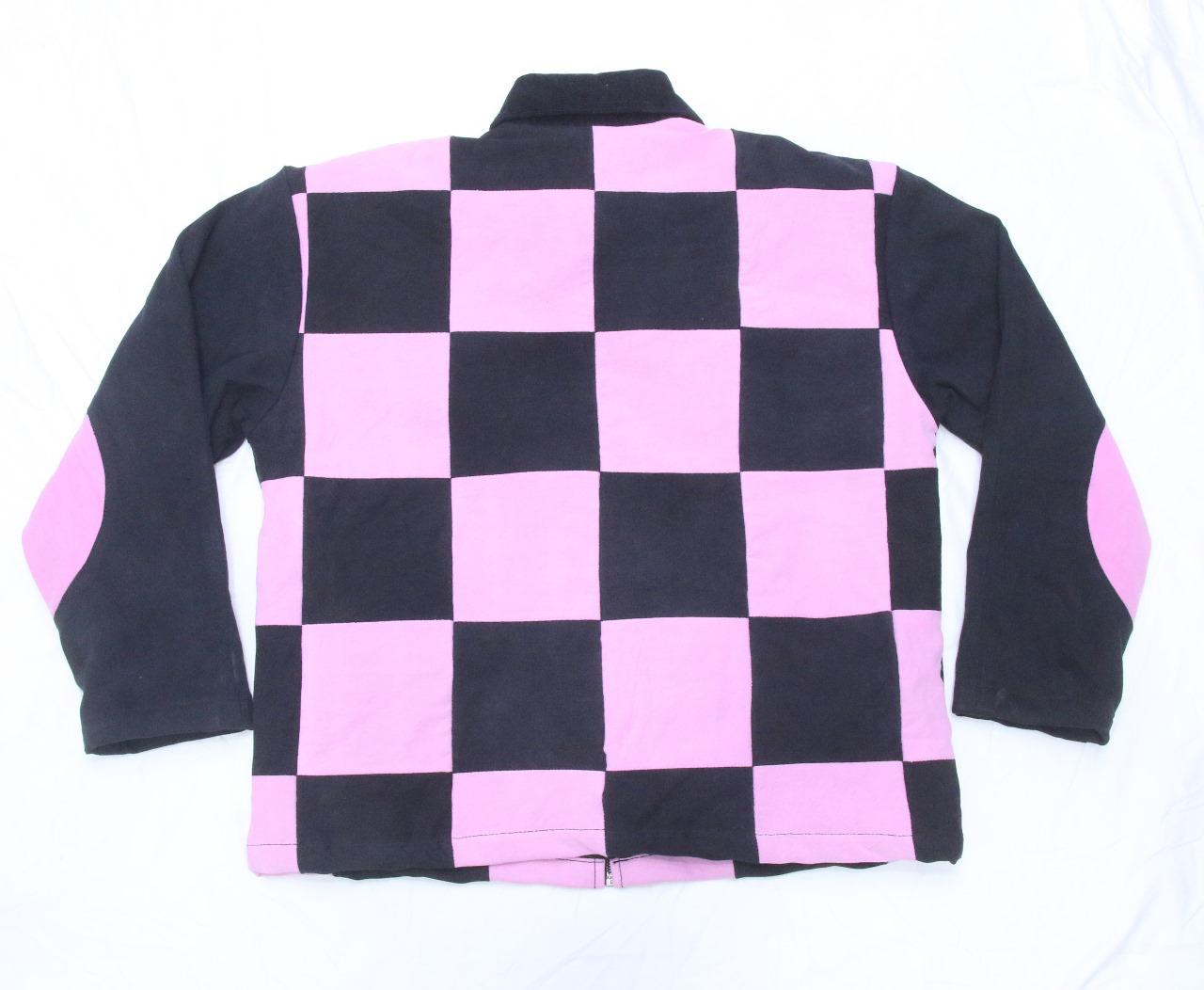 CR1015 Upcycled Pink & Black Checkerboard Work Jacket